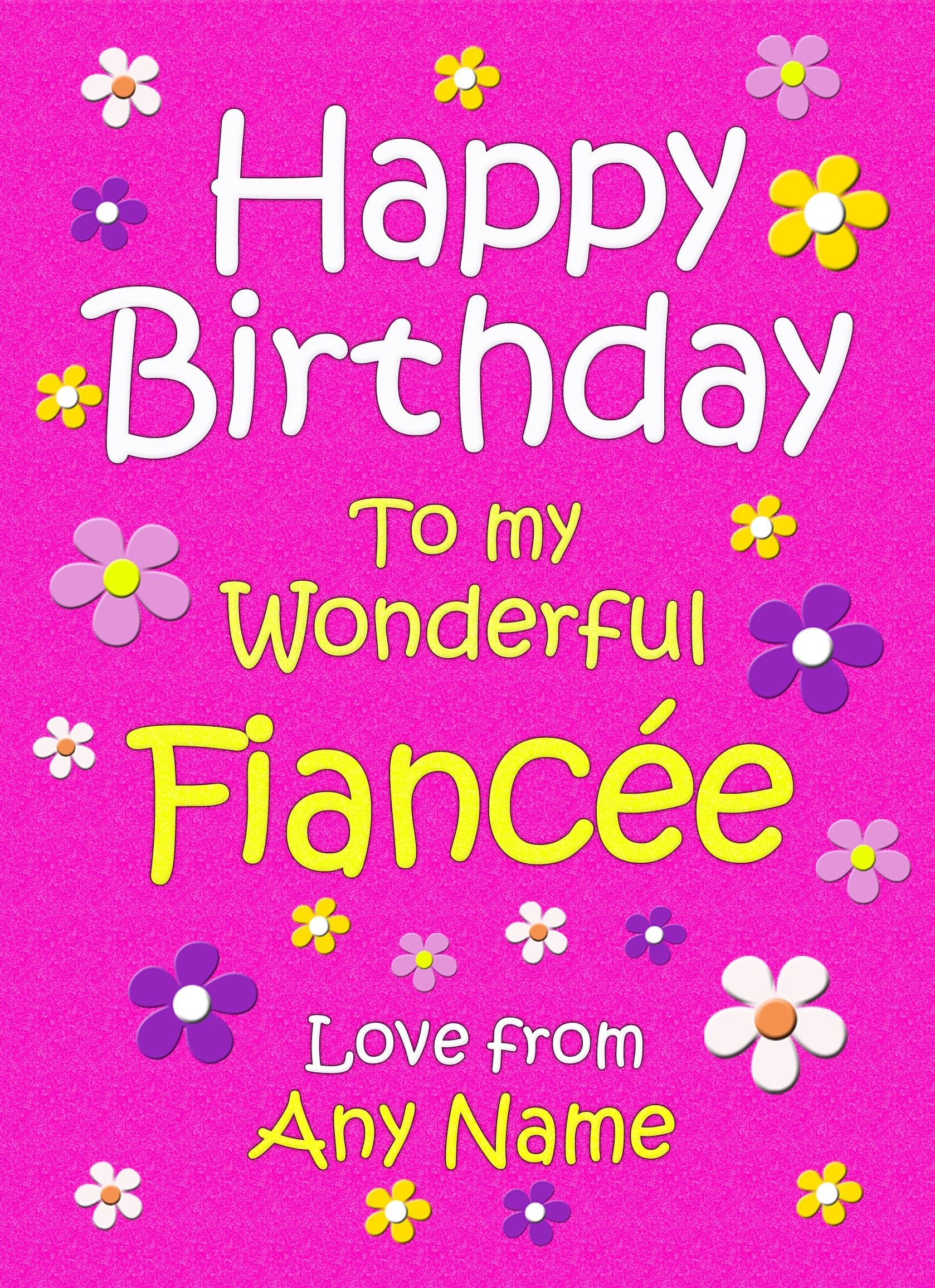 Personalised Fiancee Birthday Card (Cerise)