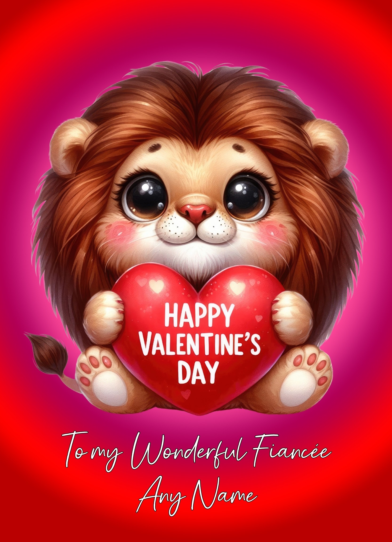 Personalised Valentines Day Card for Fiancee (Lion)