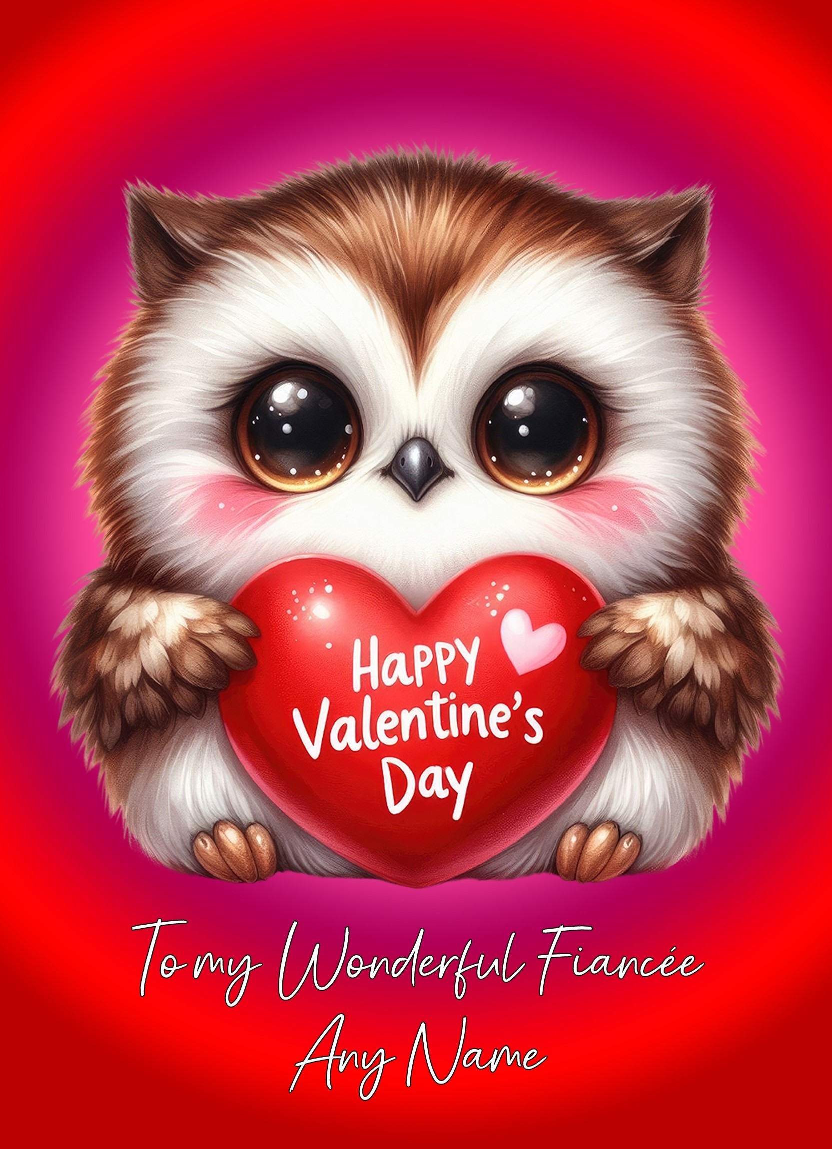 Personalised Valentines Day Card for Fiancee (Owl)