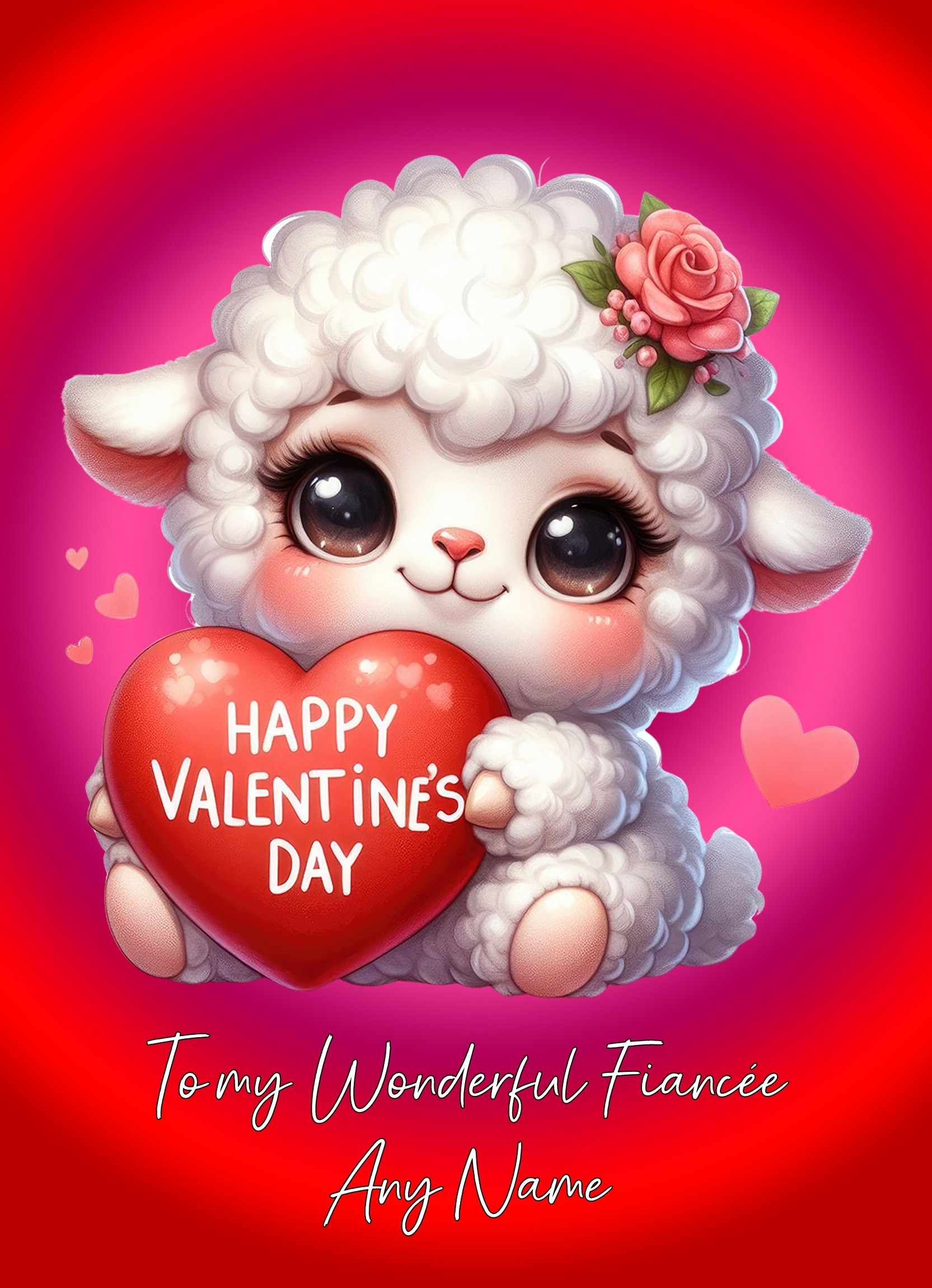 Personalised Valentines Day Card for Fiancee (Sheep)