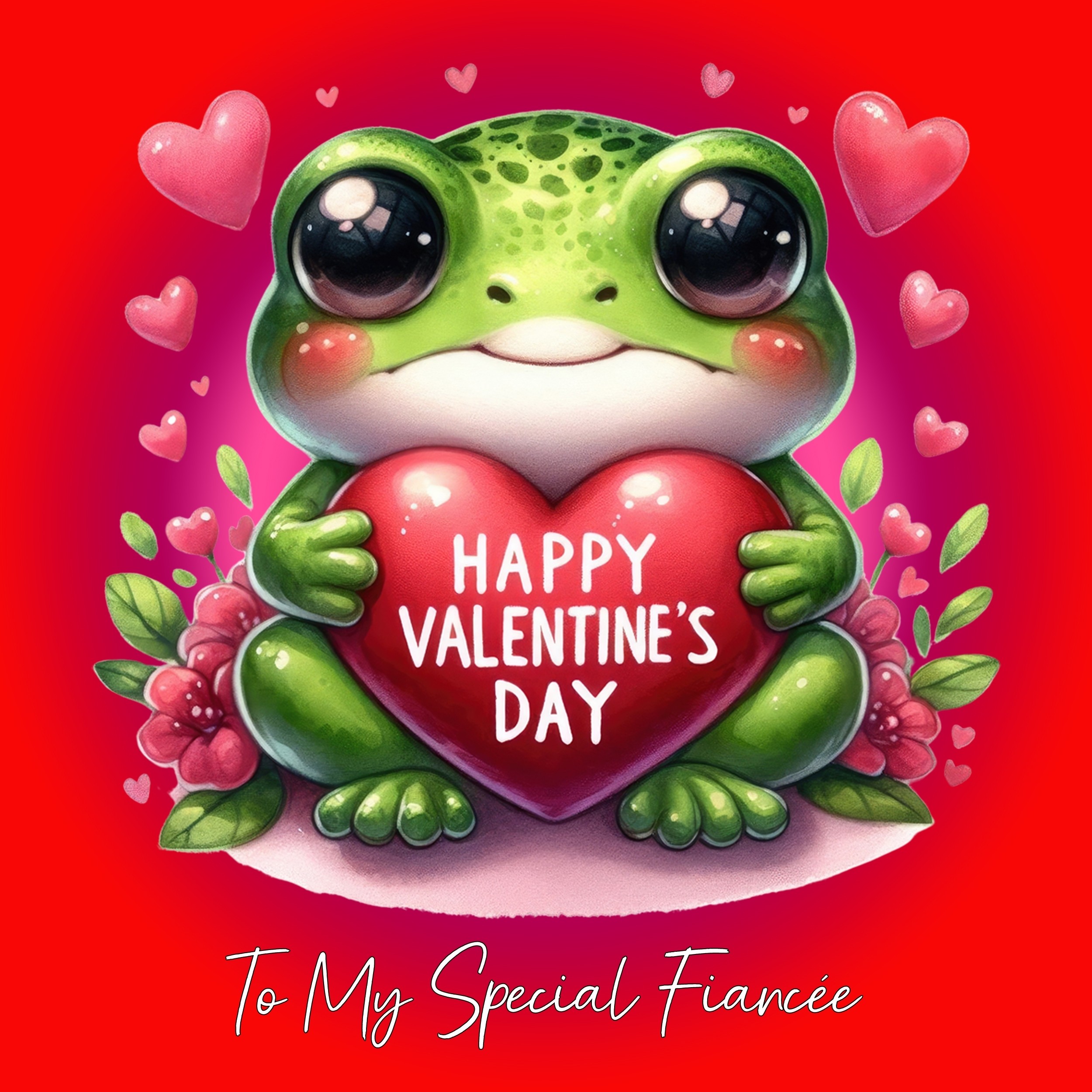 Valentines Day Square Card for Fiancee (Frog)