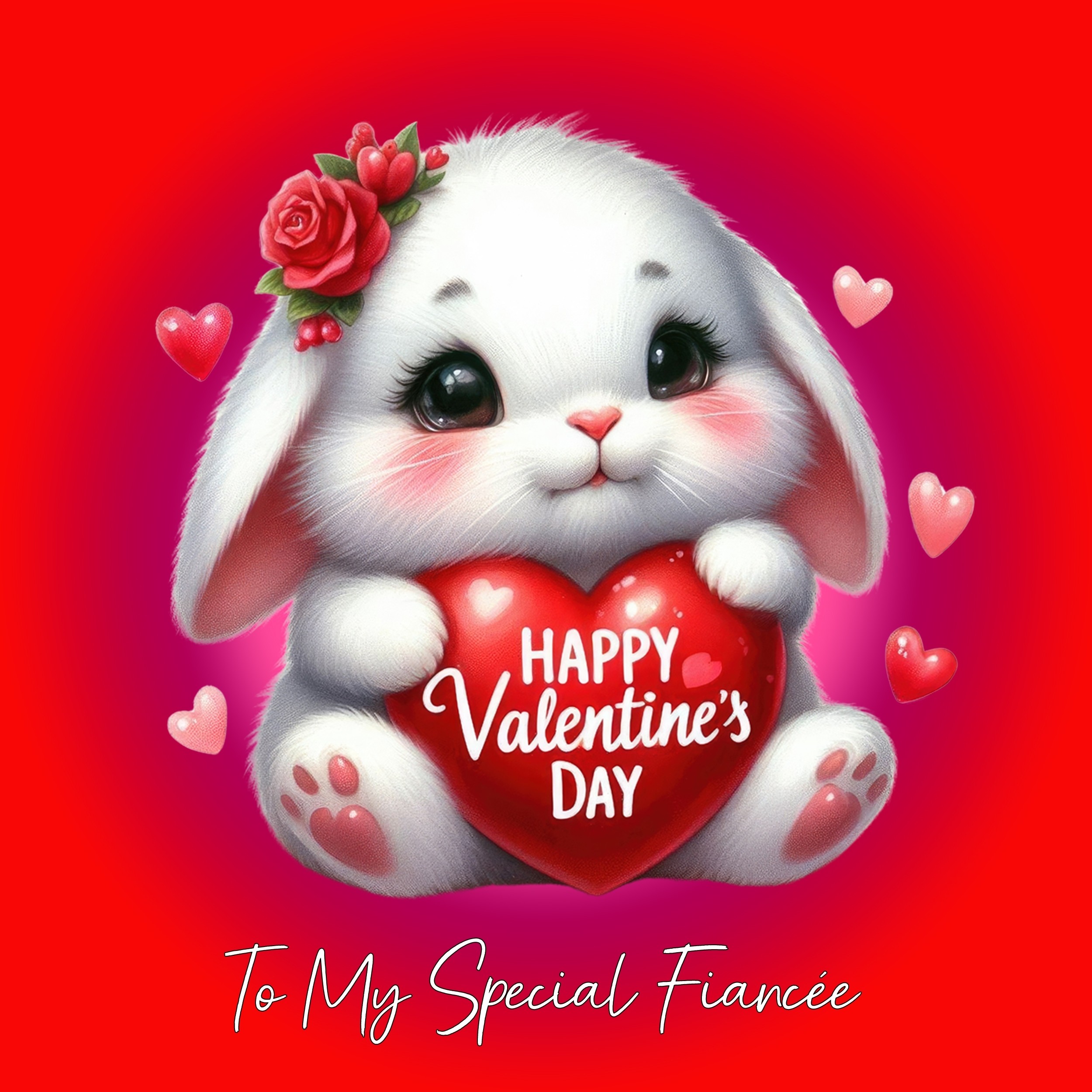 Valentines Day Square Card for Fiancee (Rabbit)