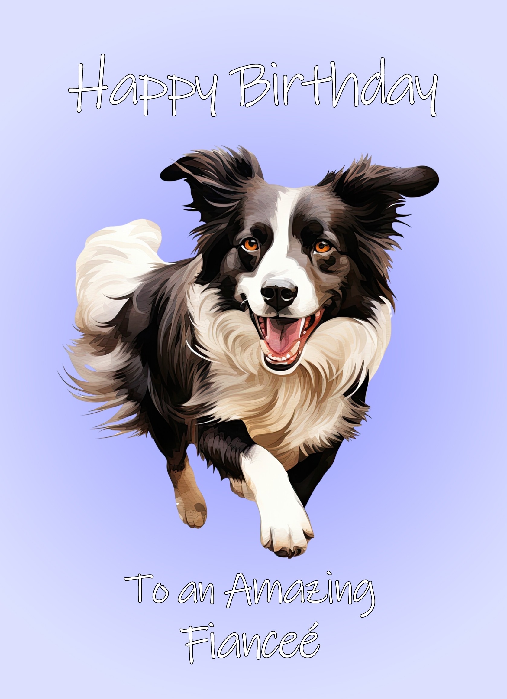 Border Collie Dog Birthday Card For Fiancee
