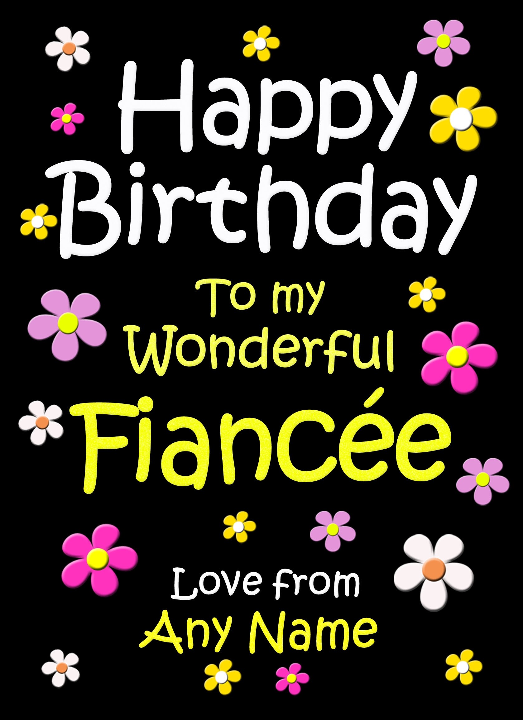 Personalised Fiancee Birthday Card (Black)