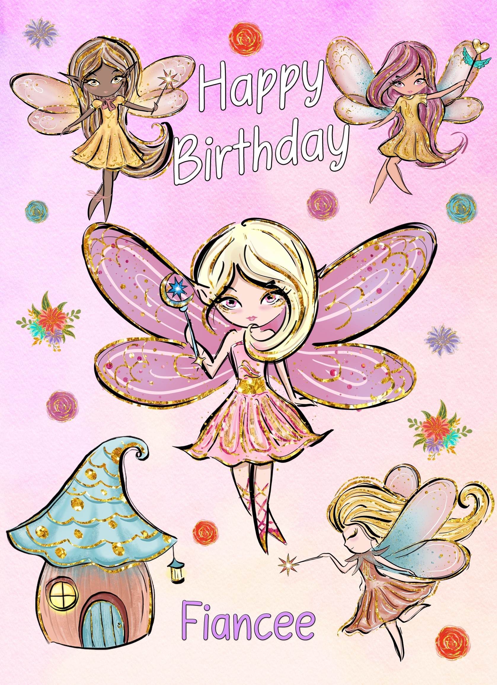 Birthday Card For Fiancee (Fairies, Princess)