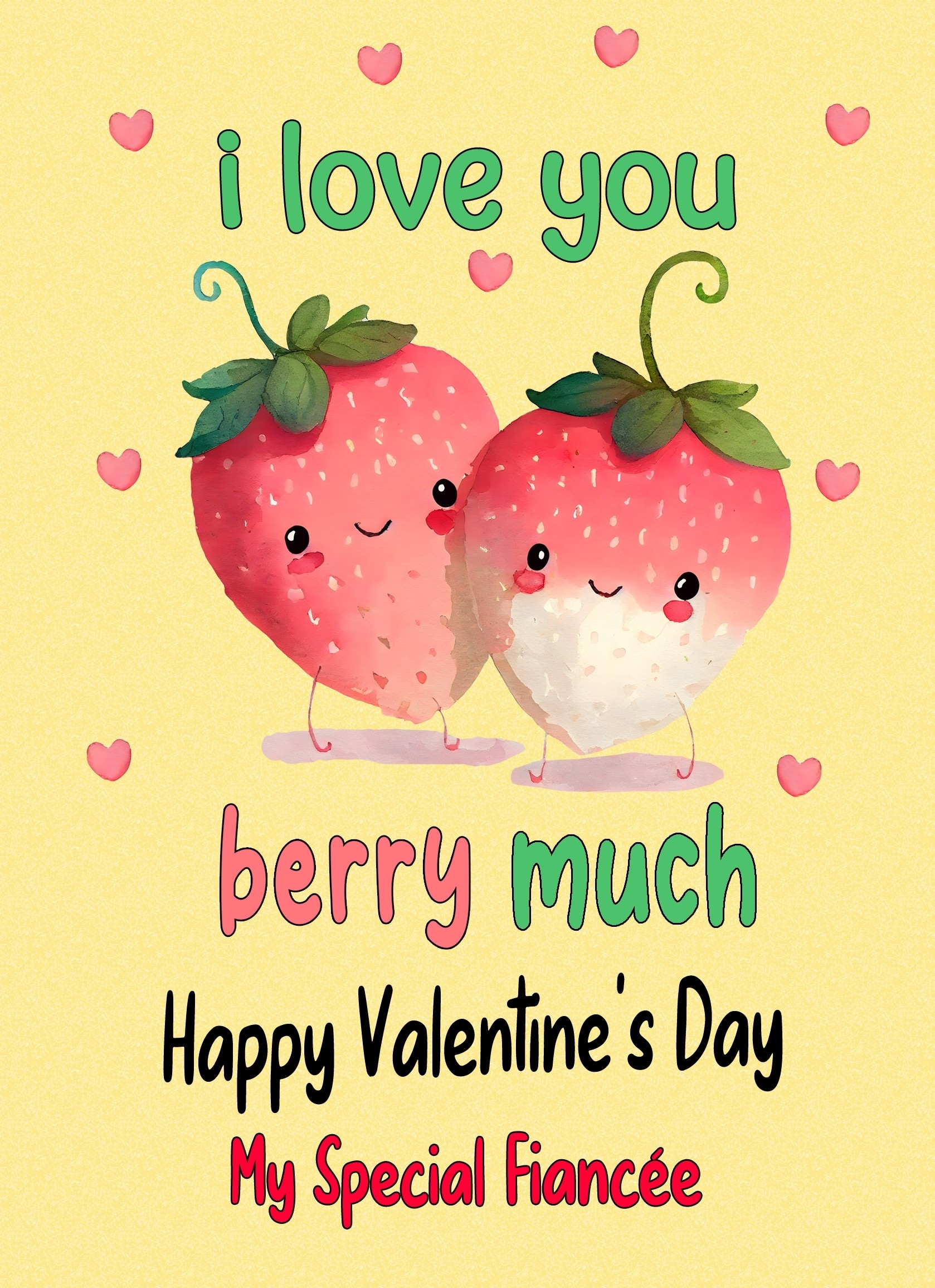 Funny Pun Valentines Day Card for Fiancee (Berry Much)