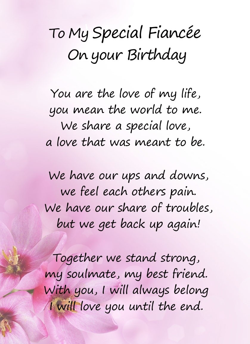 Romantic Birthday Verse Poem Card (Special Fiancee)