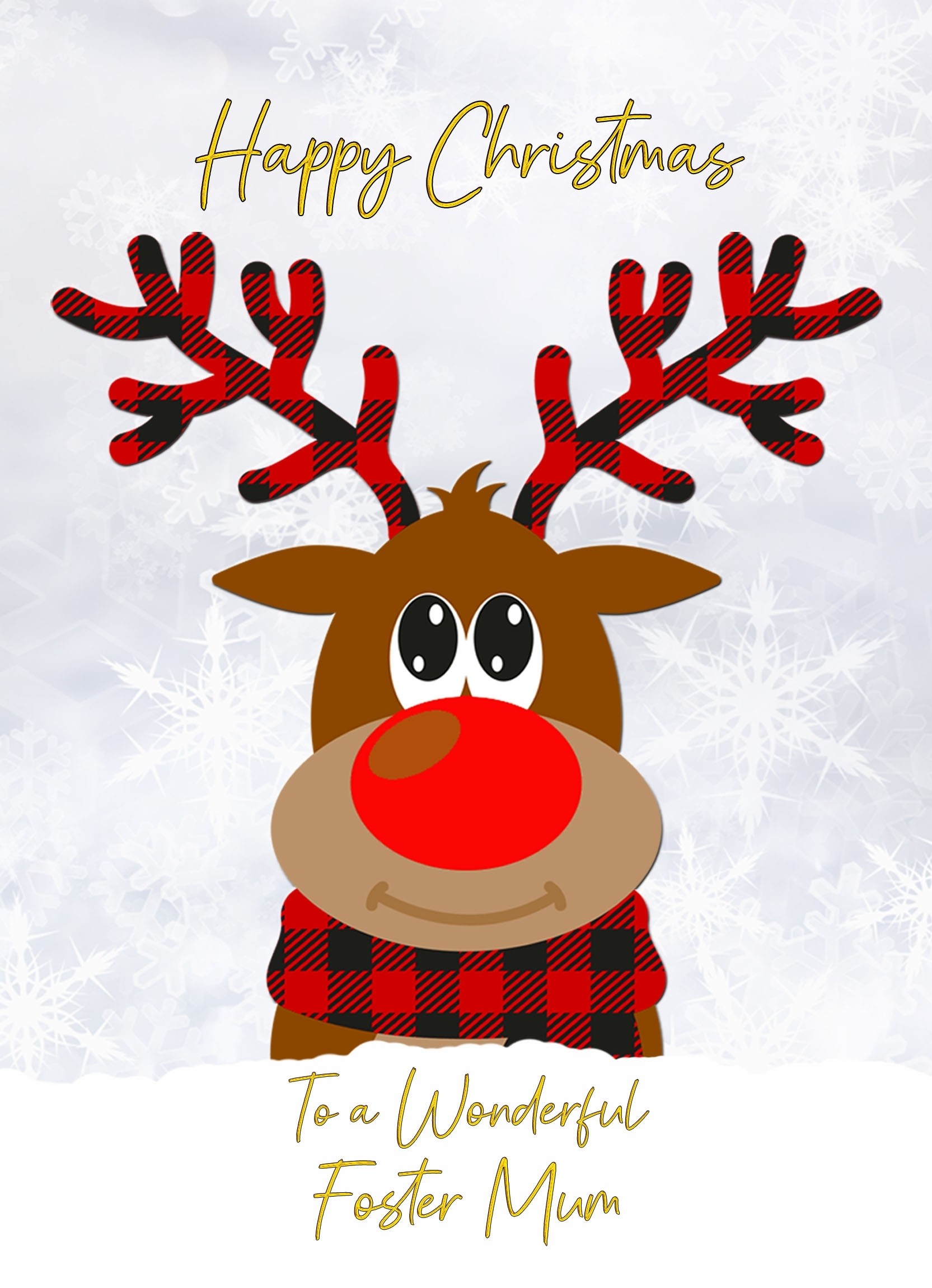 Christmas Card For Foster Mum (Reindeer Cartoon)