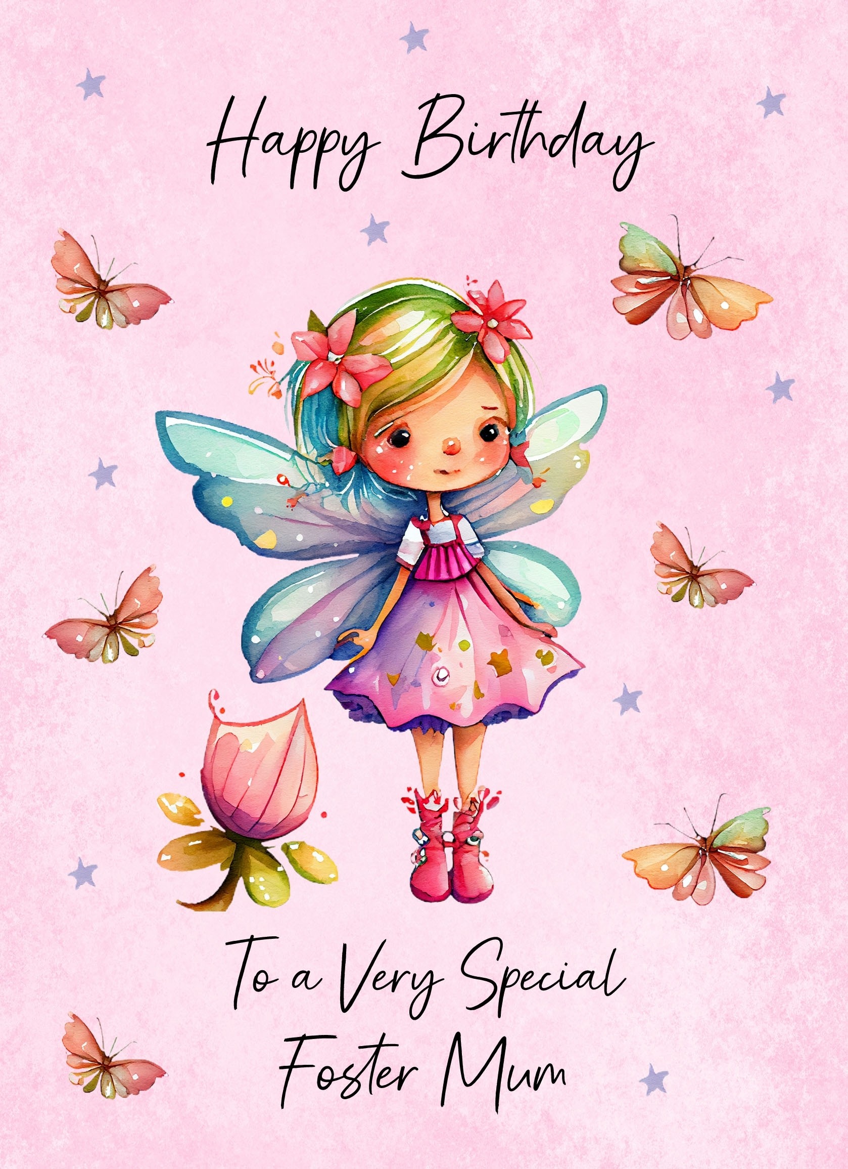 Fairy Art Birthday Card For Foster Mum