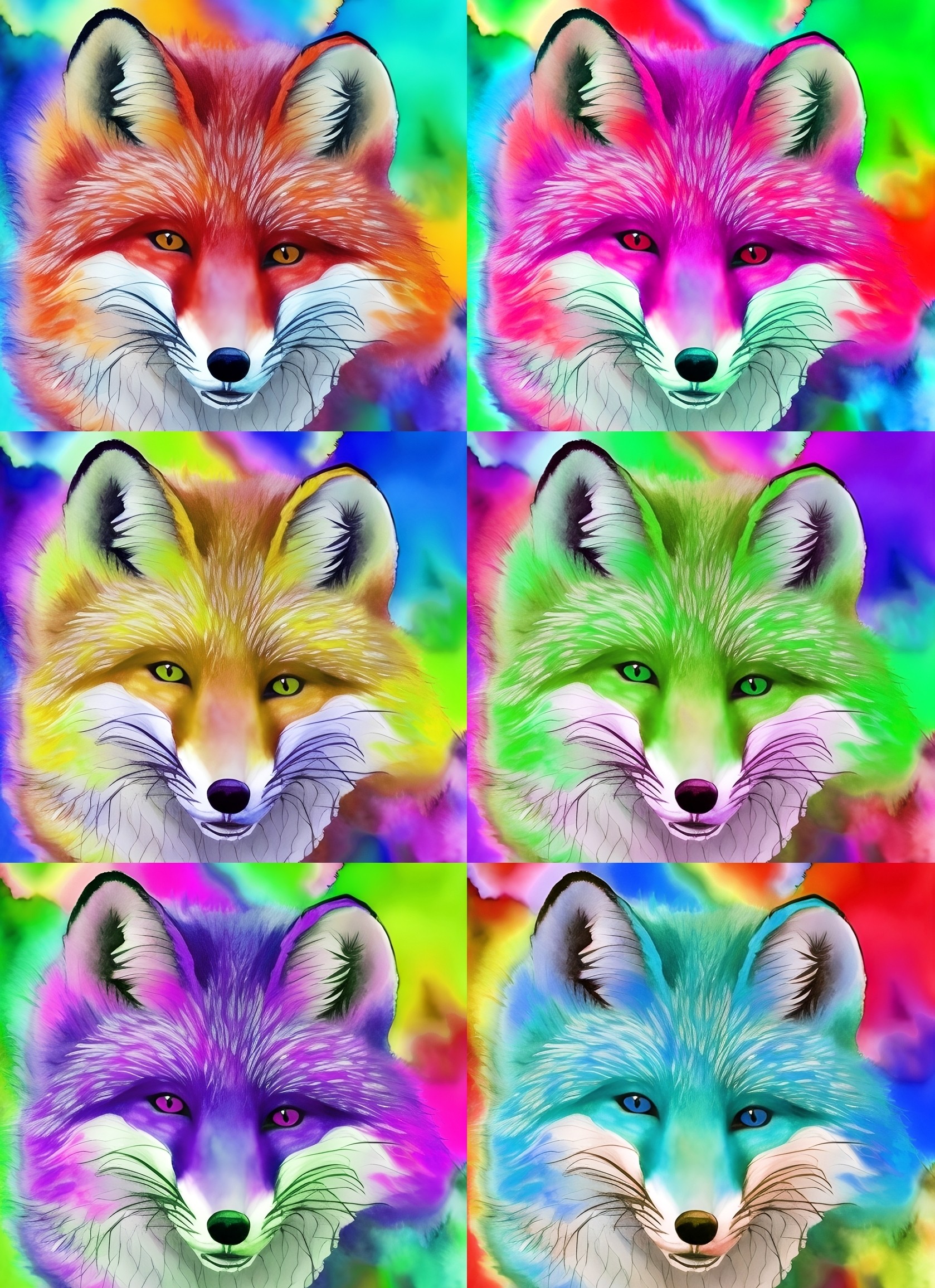 Fox Colourful Pop Art Blank Greeting Card