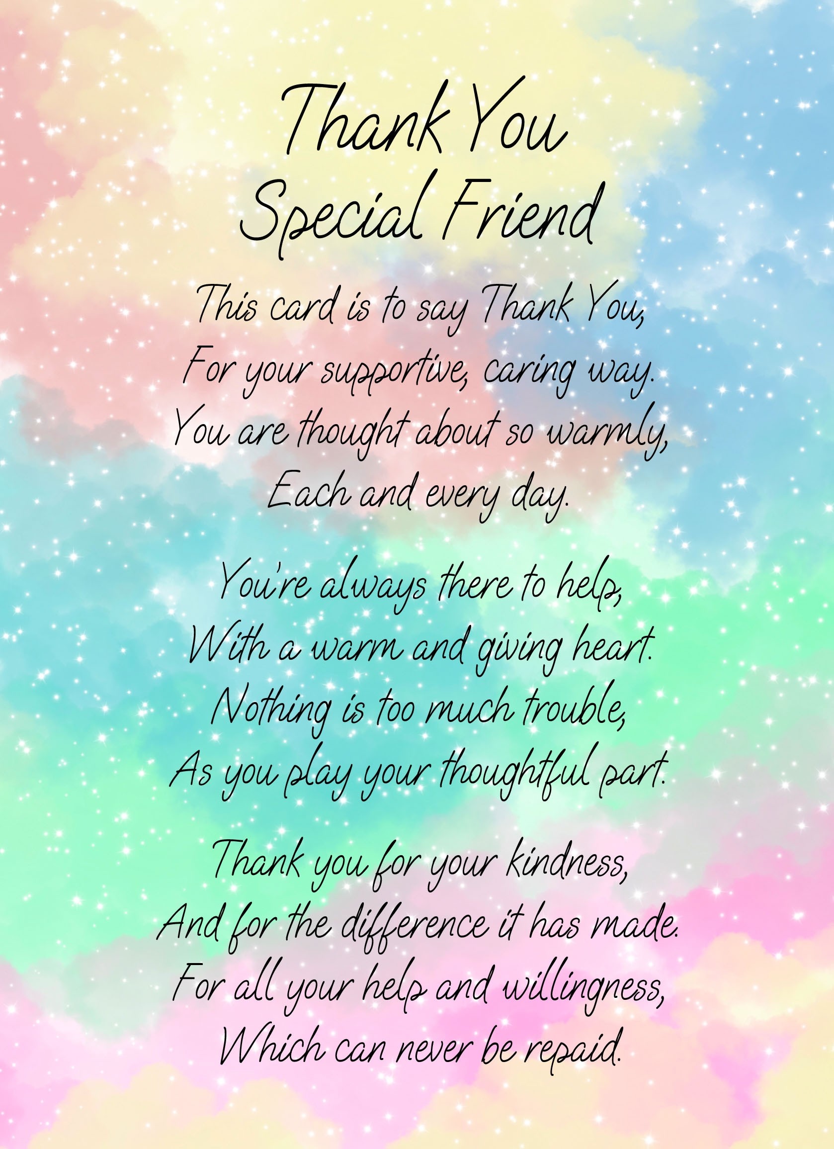 Thank You Poem Verse Card For Special Friend