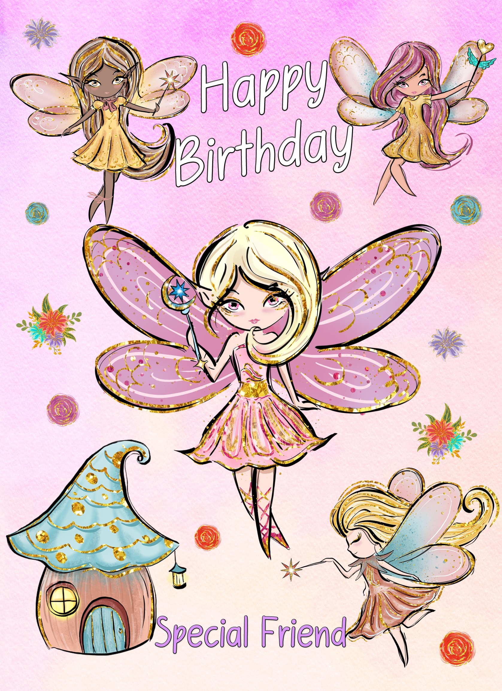 Birthday Card For Special Friend (Fairies, Princess)