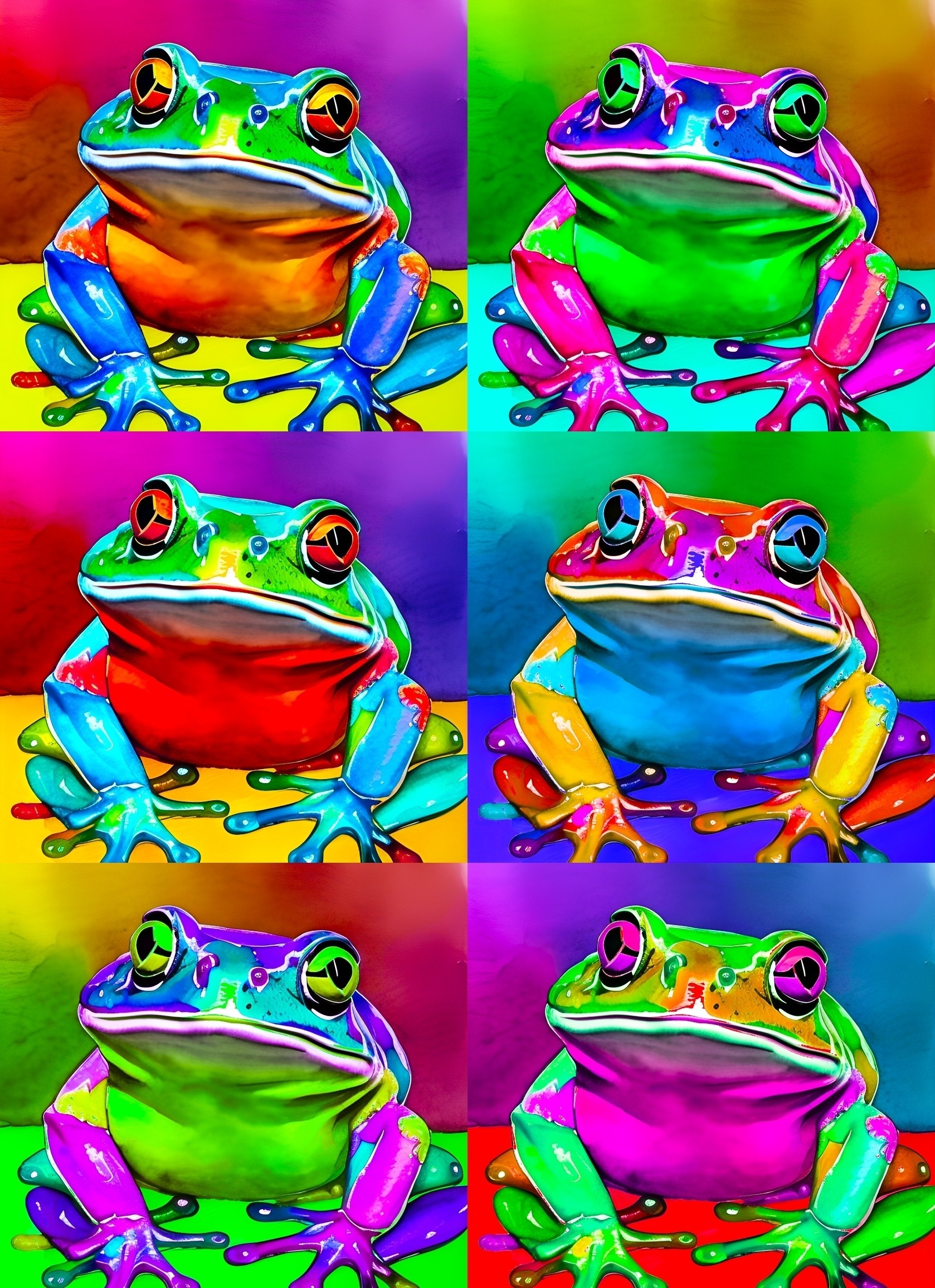 Frog Colourful Pop Art Blank Greeting Card