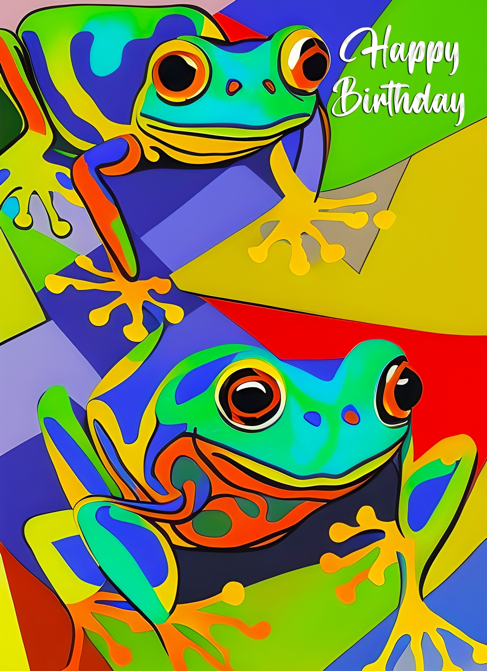 Frog Animal Colourful Abstract Art Birthday Card