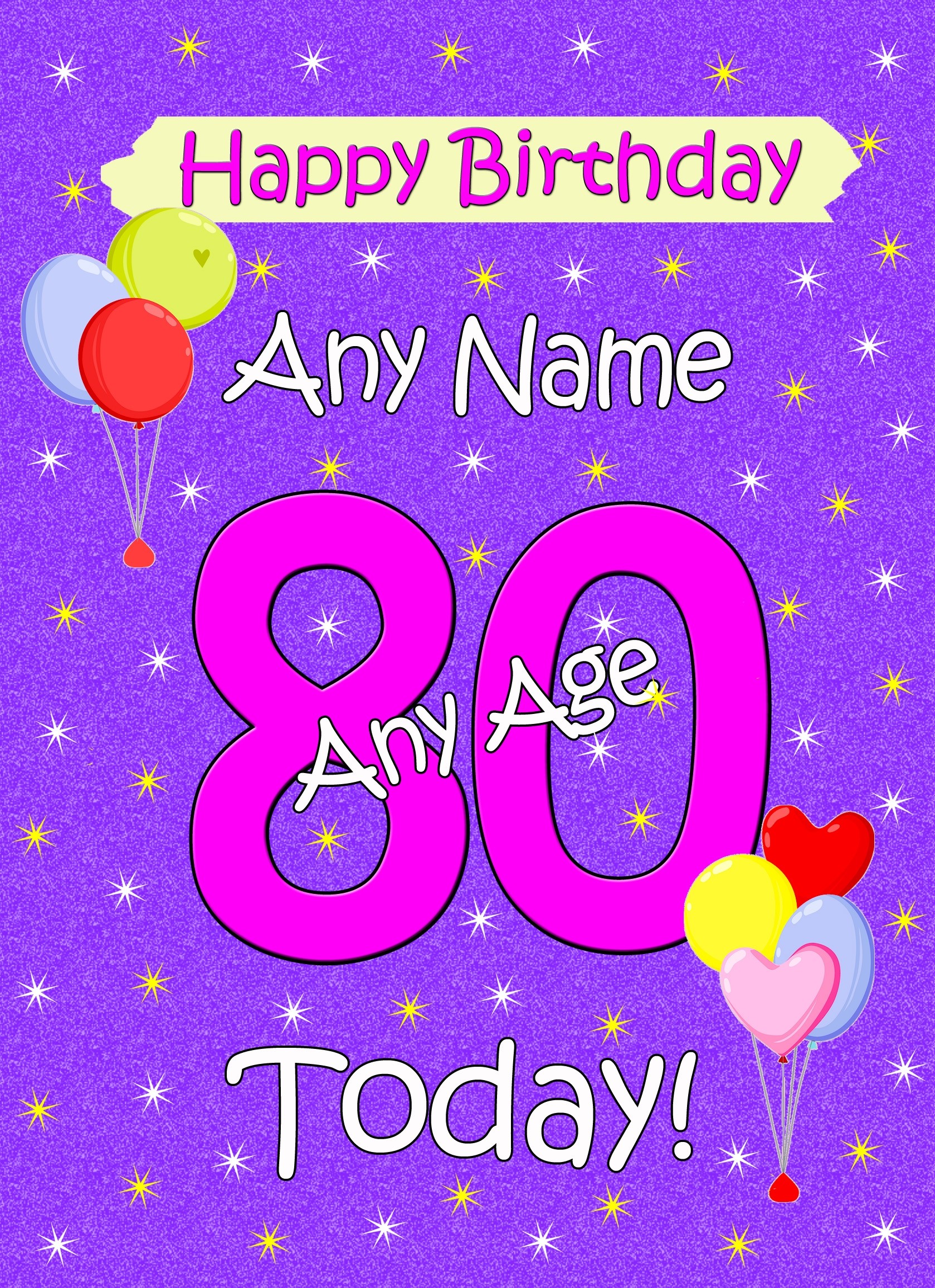 Personalised Birthday Card for Her (Lilac, Any Age)
