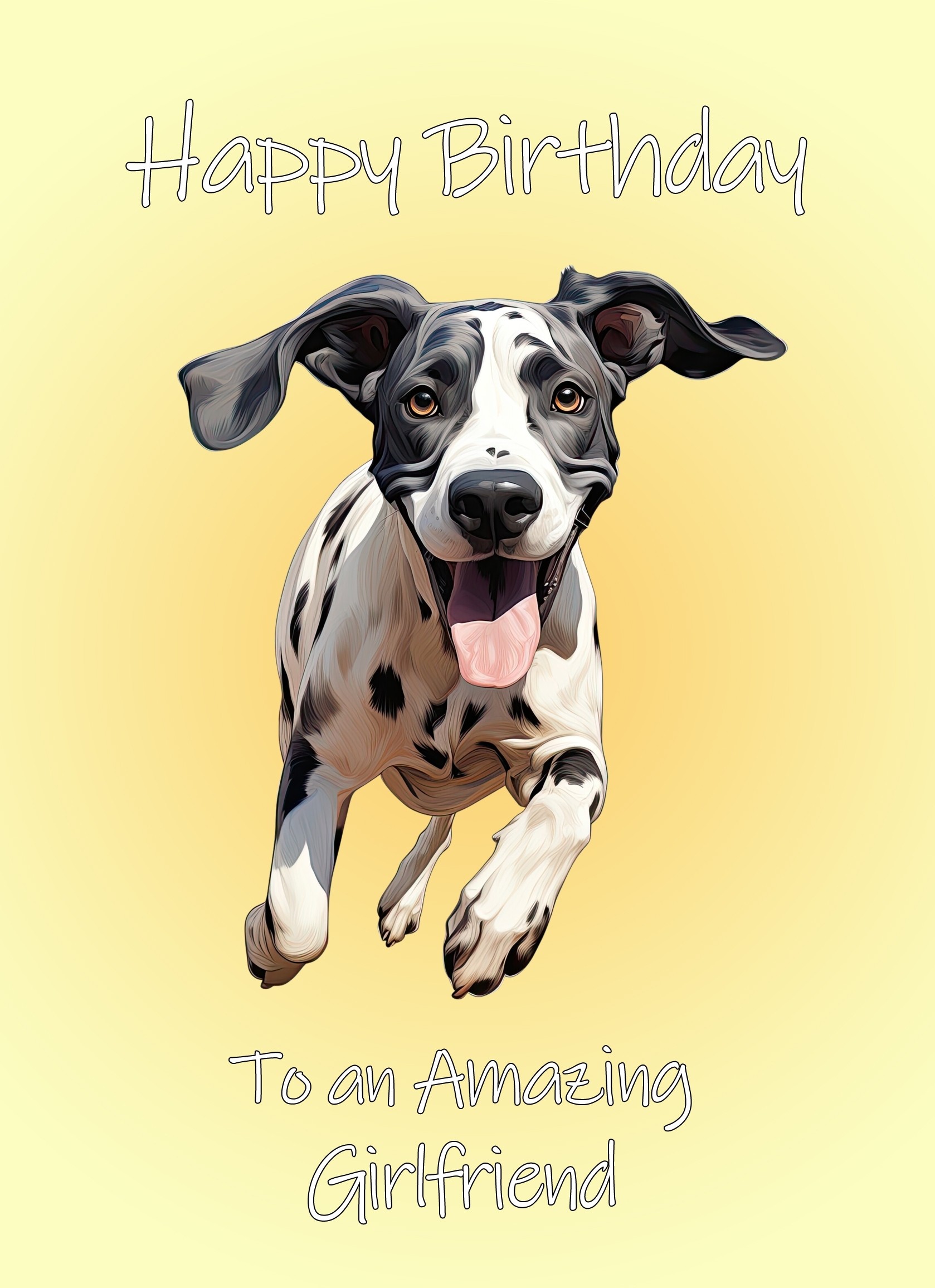 Great Dane Dog Birthday Card For Girlfriend