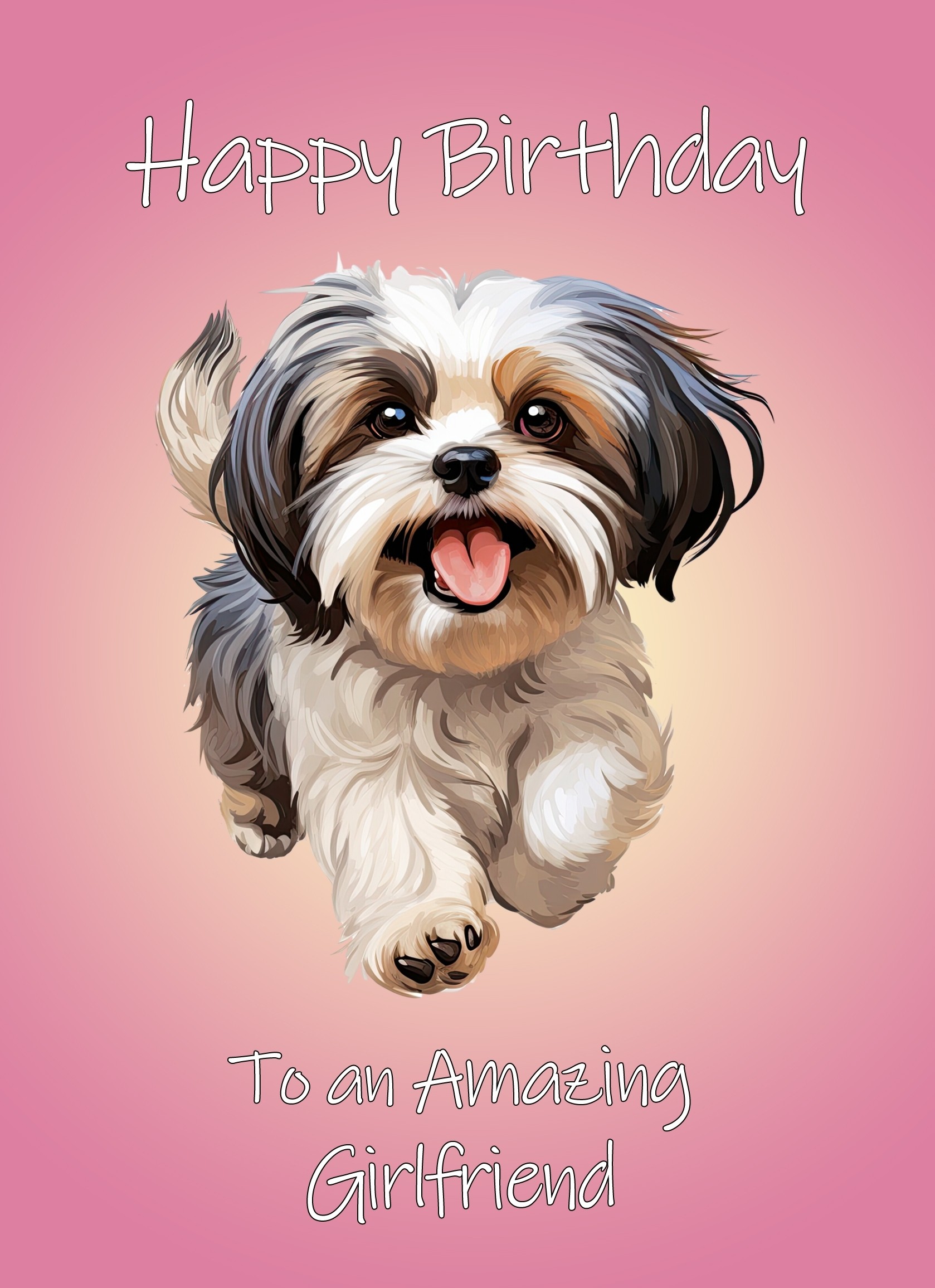 Shih Tzu Dog Birthday Card For Girlfriend