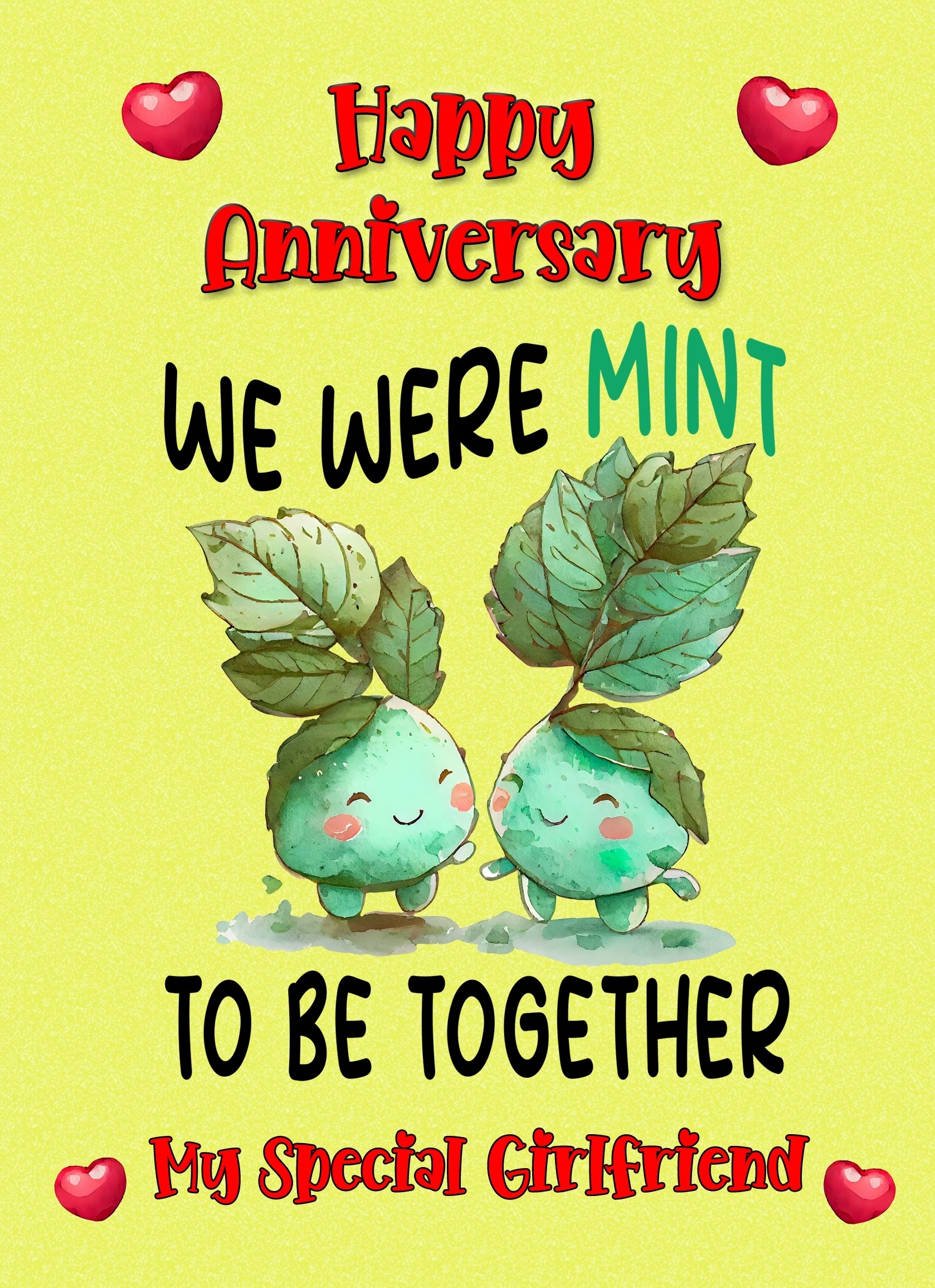Funny Pun Romantic Anniversary Card for Girlfriend (Mint to Be)