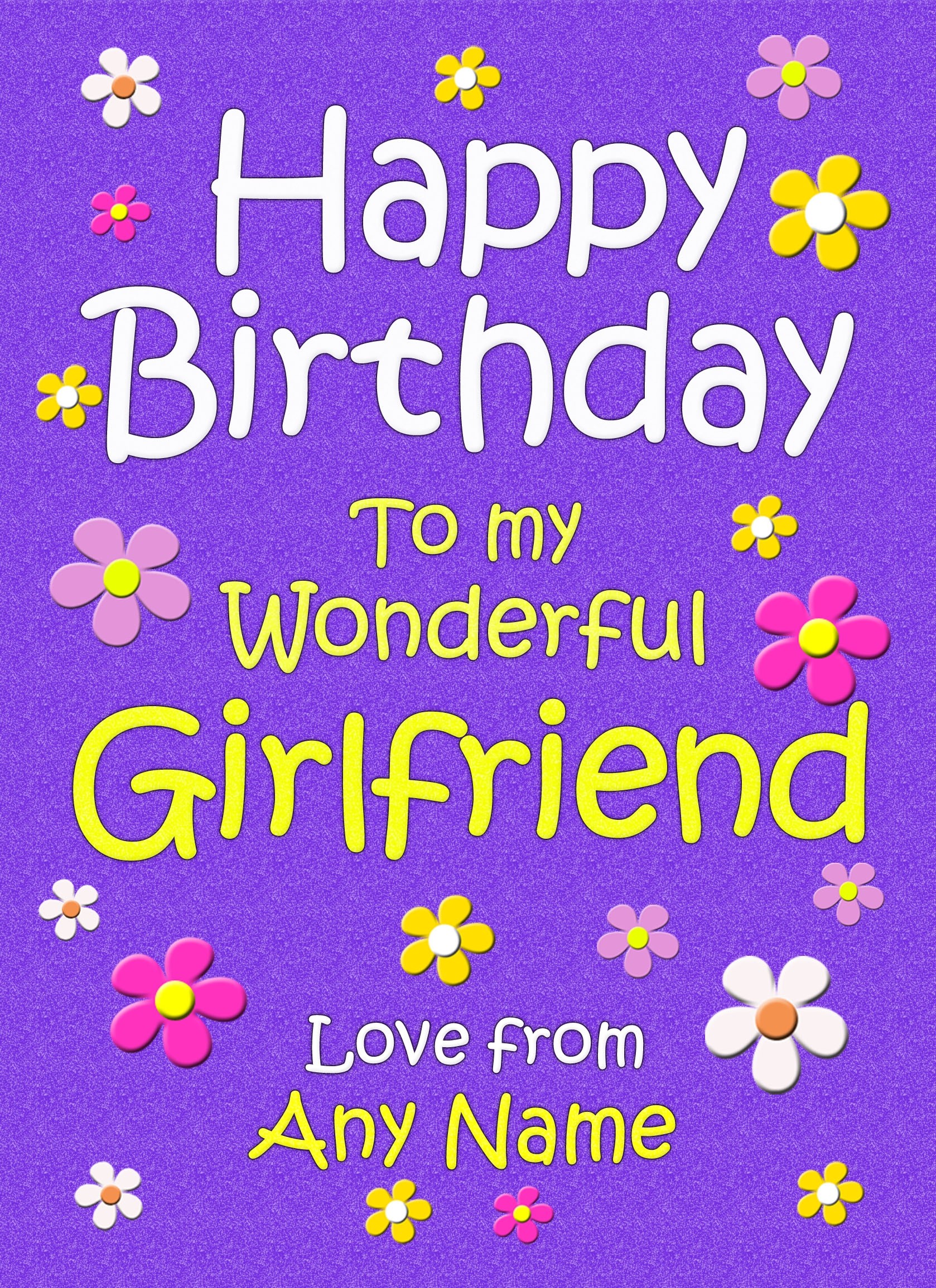 Personalised Girlfriend Birthday Card (Purple)