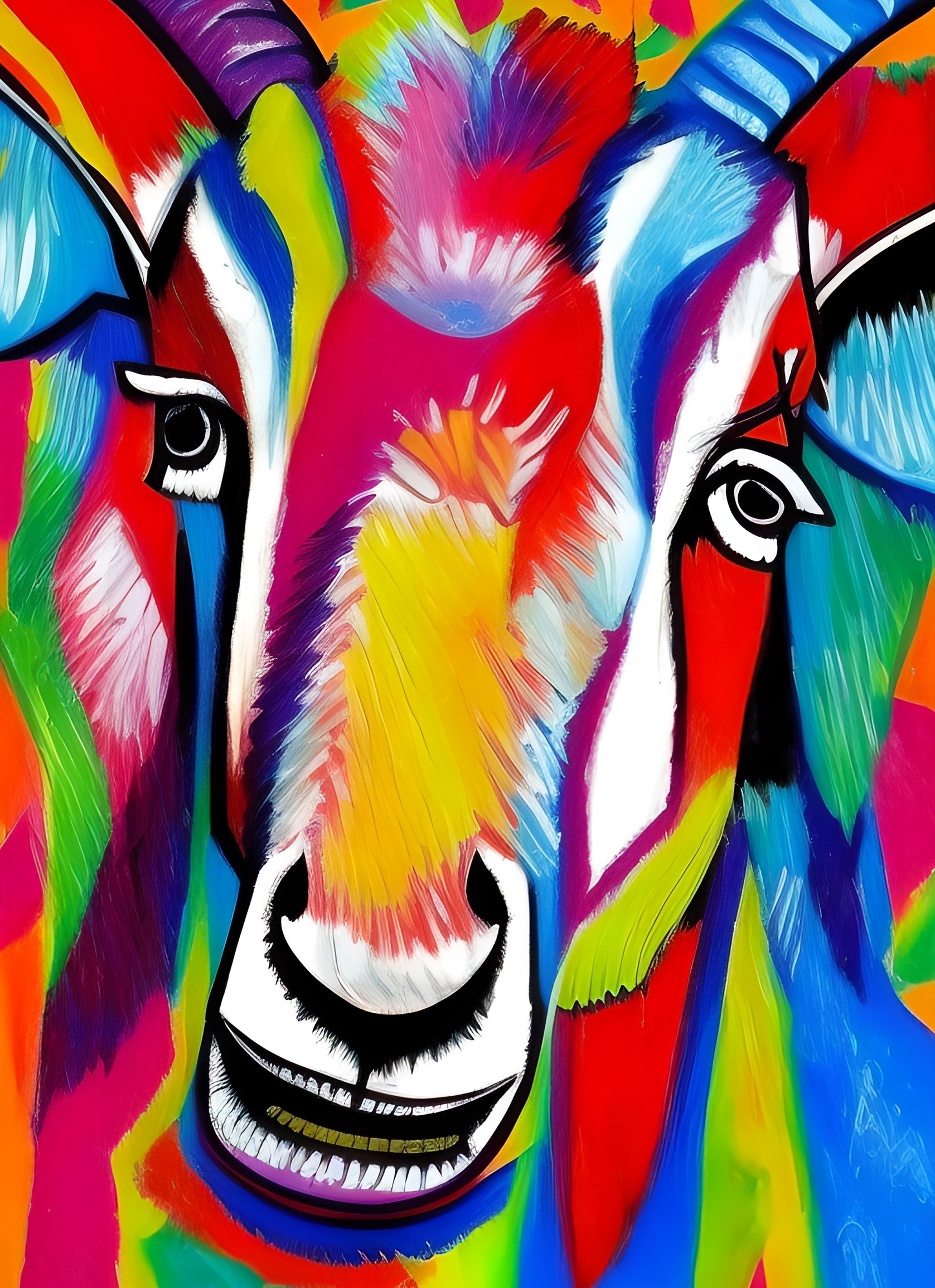 Goat Animal Colourful Abstract Art Blank Greeting Card