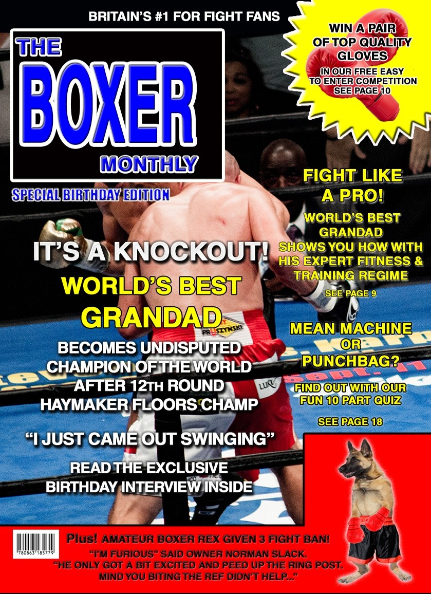 Boxer/Boxing Grandad Birthday Card Magazine Spoof