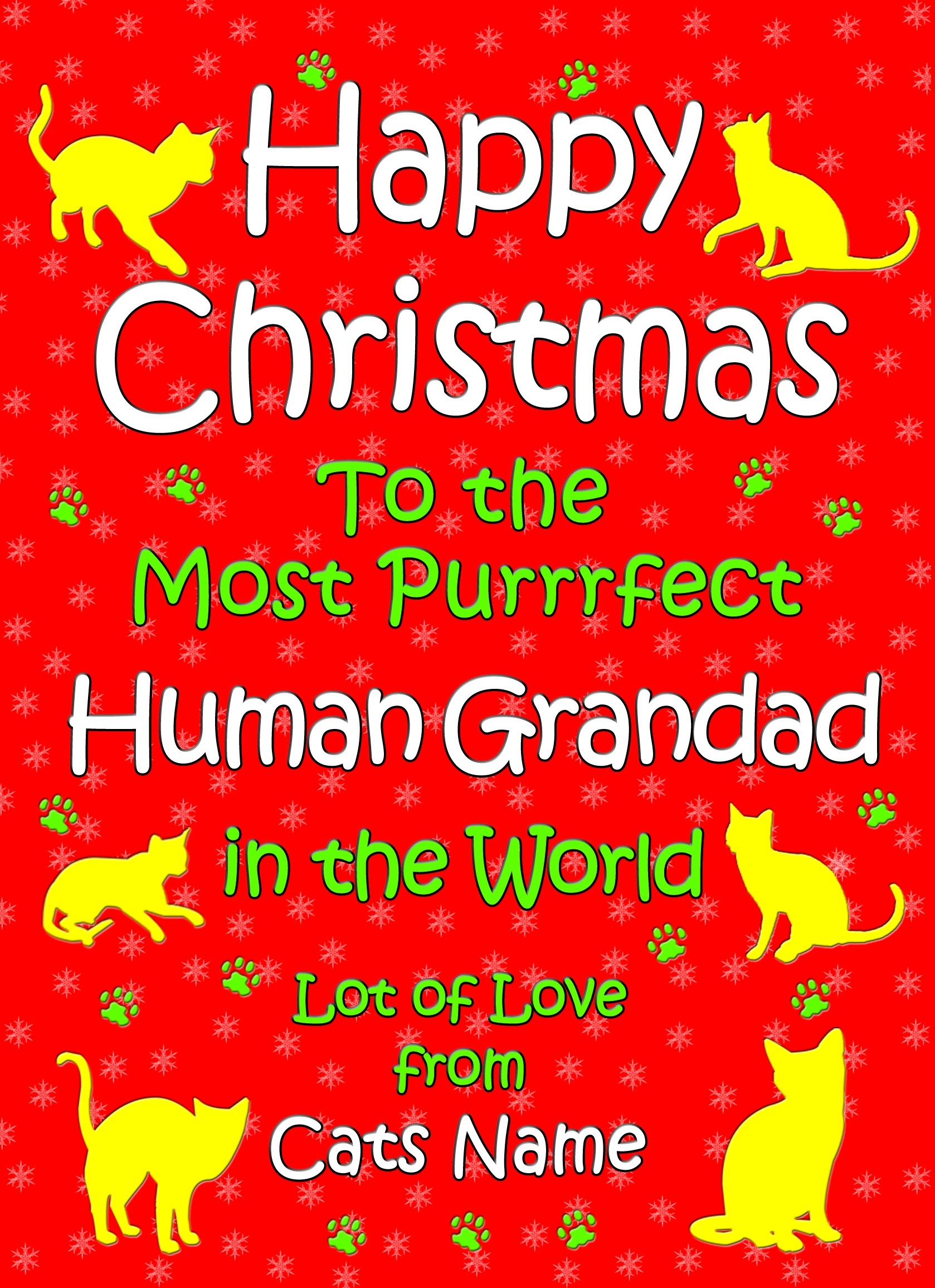 Personalised From The Cat Christmas Card (Human Grandad, Red)
