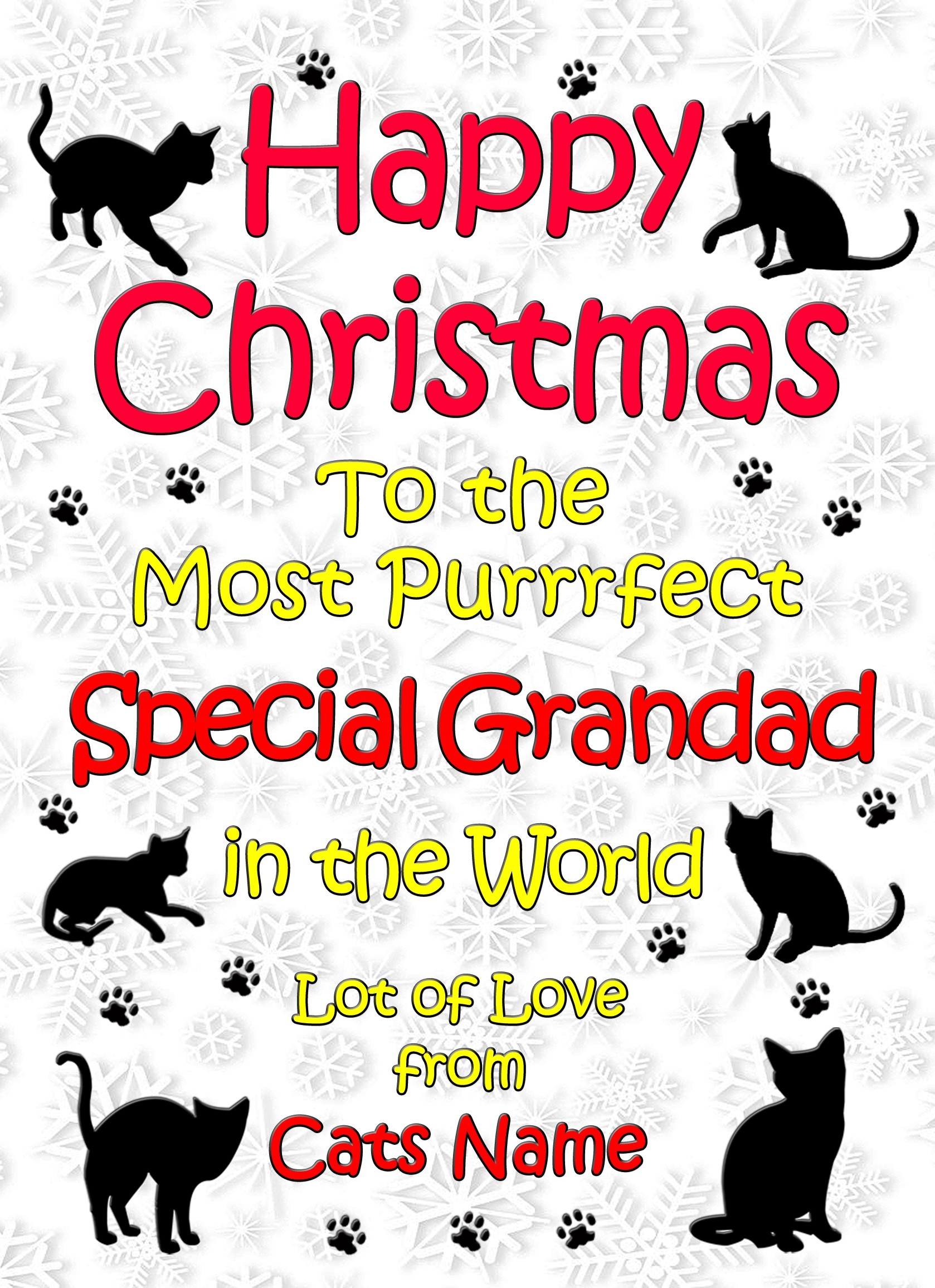 Personalised From The Cat Christmas Card (Special Grandad, White)