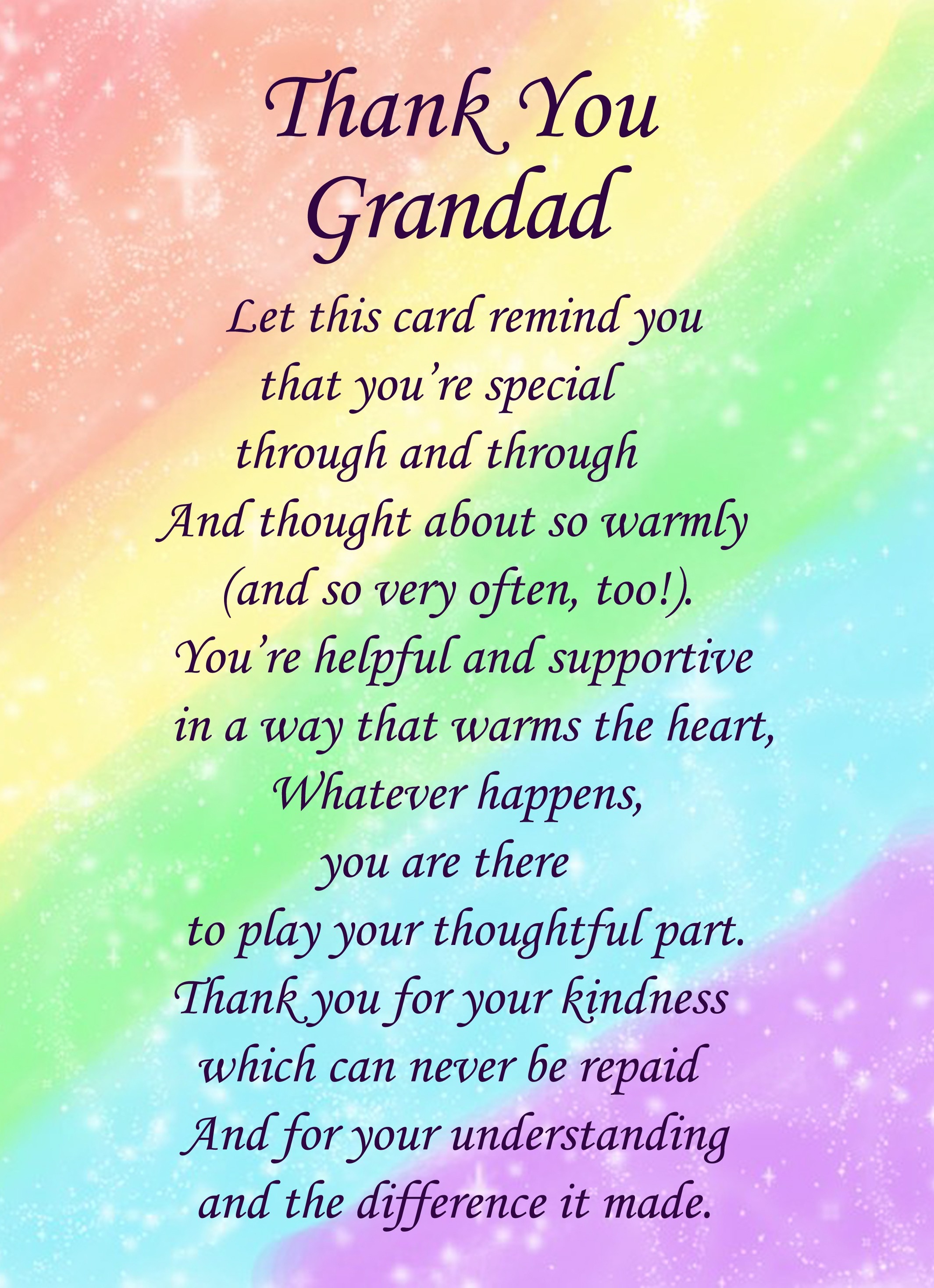 Thank You 'Grandad' Poem Verse Greeting Card