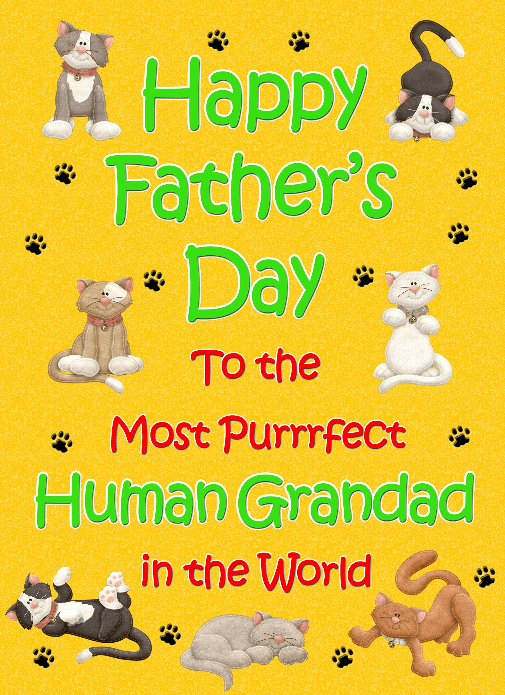 From The Cat Fathers Day Card (Yellow, Purrrfect Human Grandad)