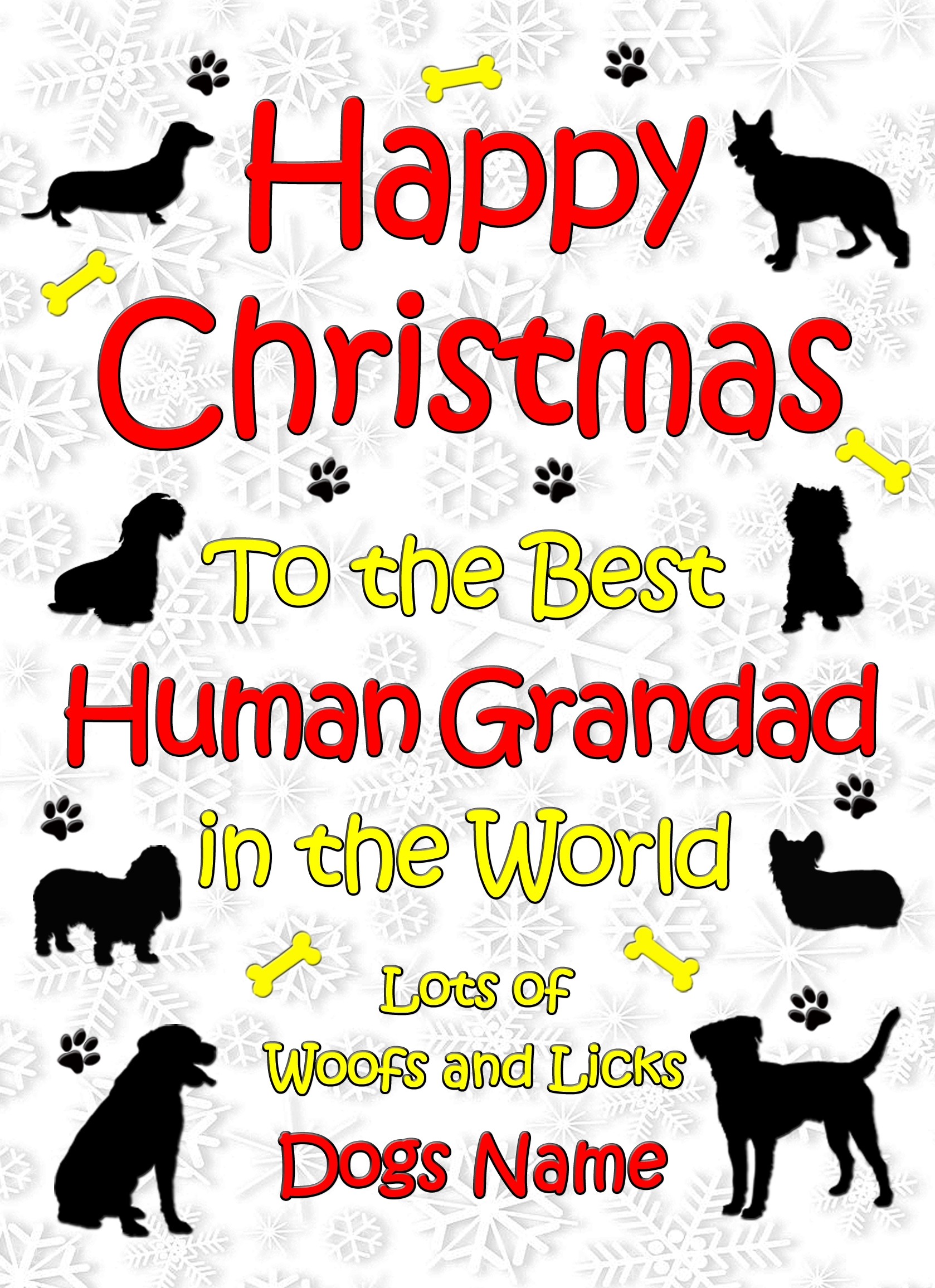 Personalised From The Dog Christmas Card (Human Grandad, White)