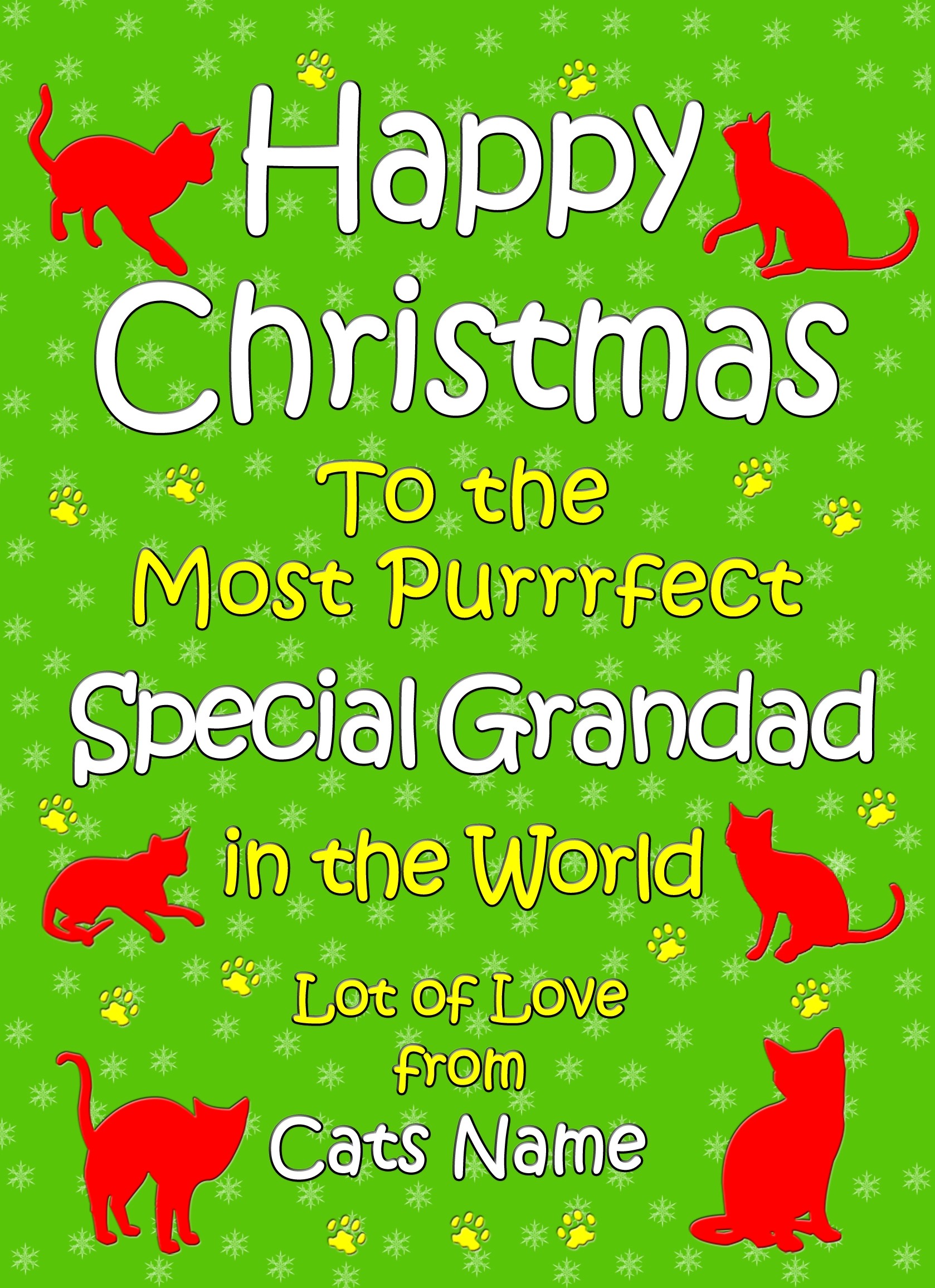Personalised From The Cat Christmas Card (Special Grandad, Green)