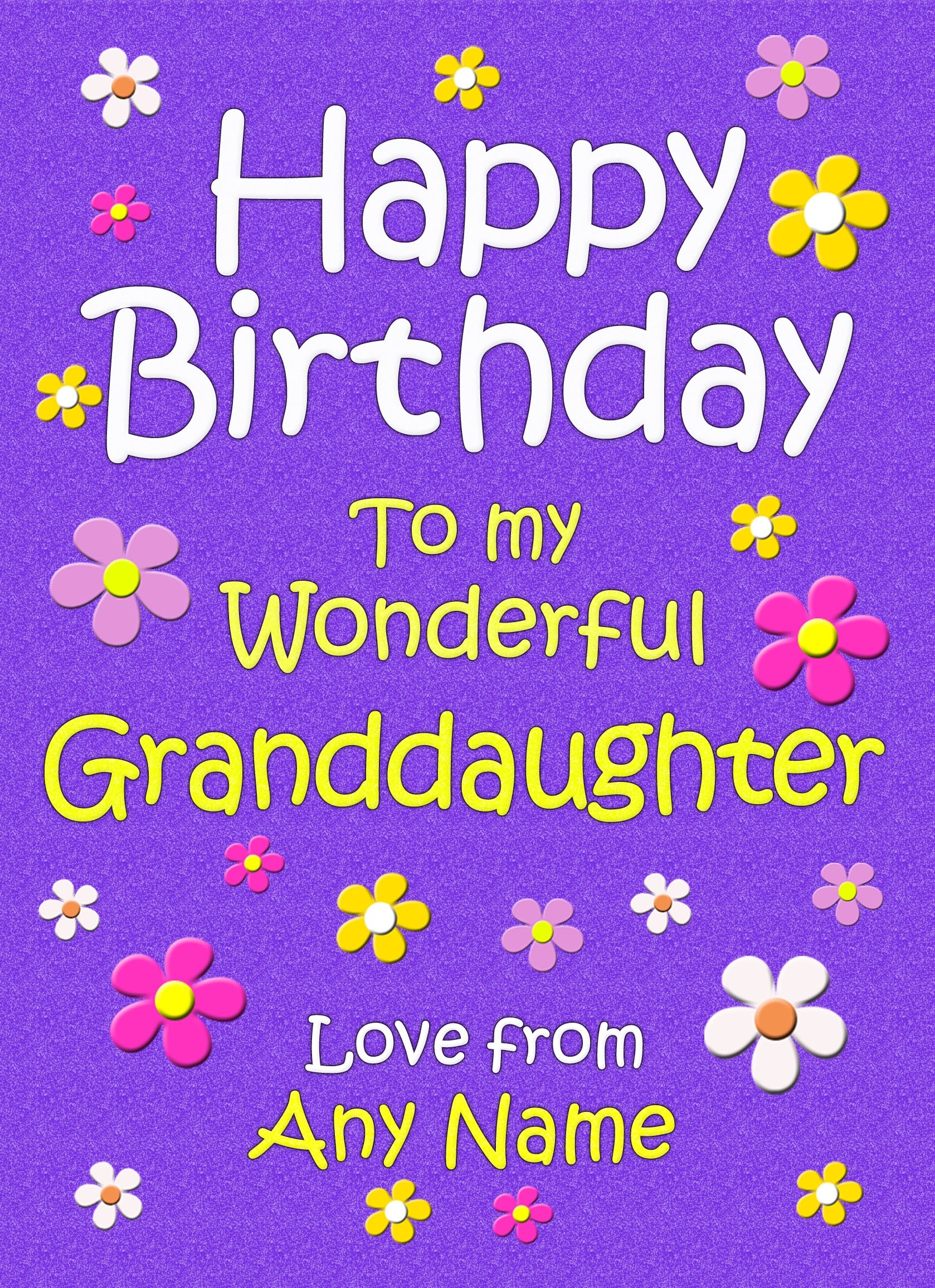 Personalised Granddaughter Birthday Card (Purple)