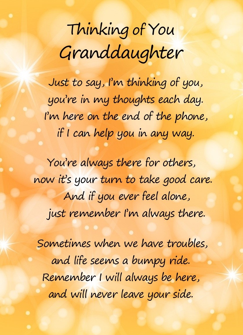 Thinking of You 'Granddaughter' Poem Verse Greeting Card