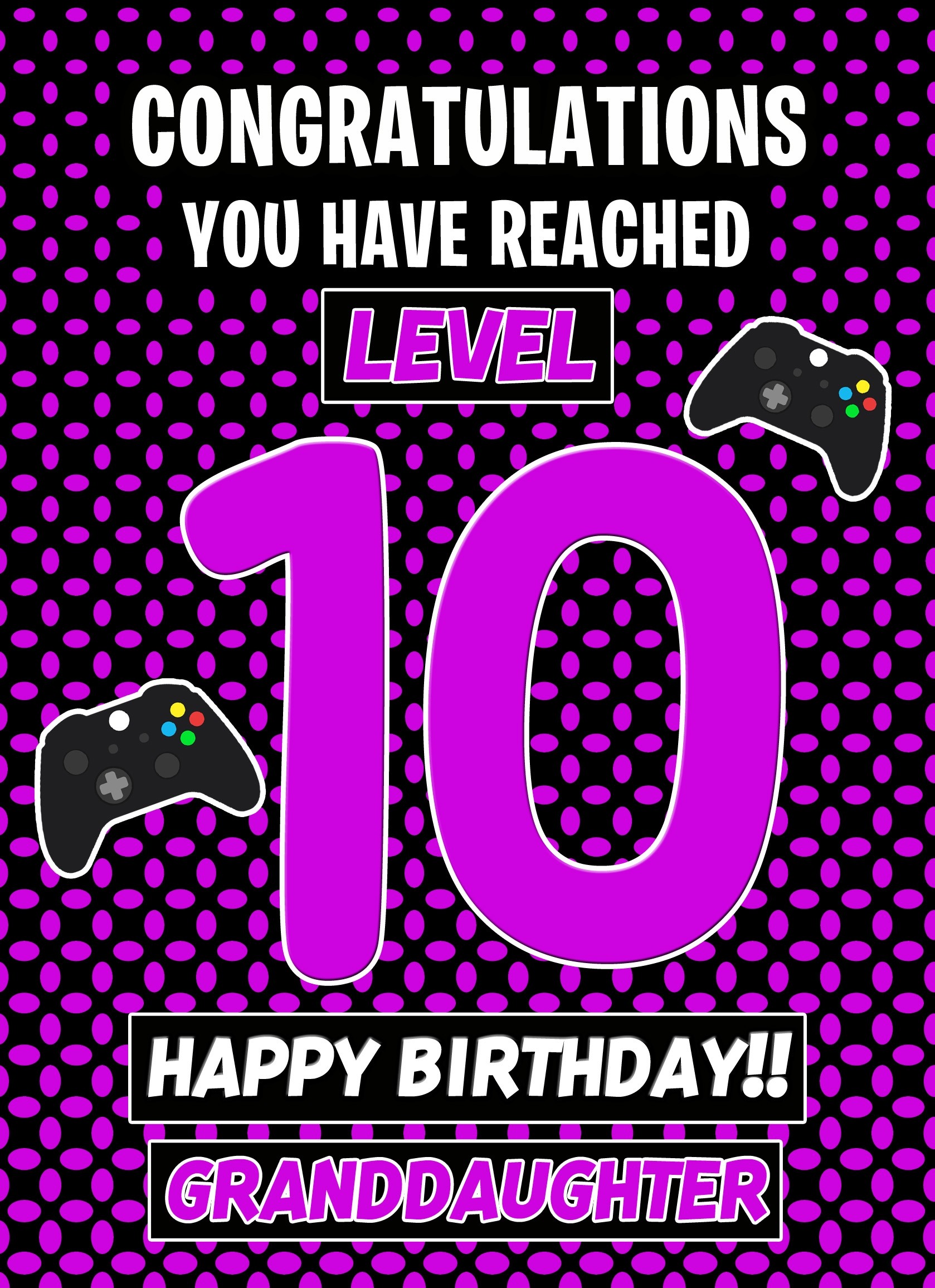 10th Level Gamer Birthday Card (Granddaughter)