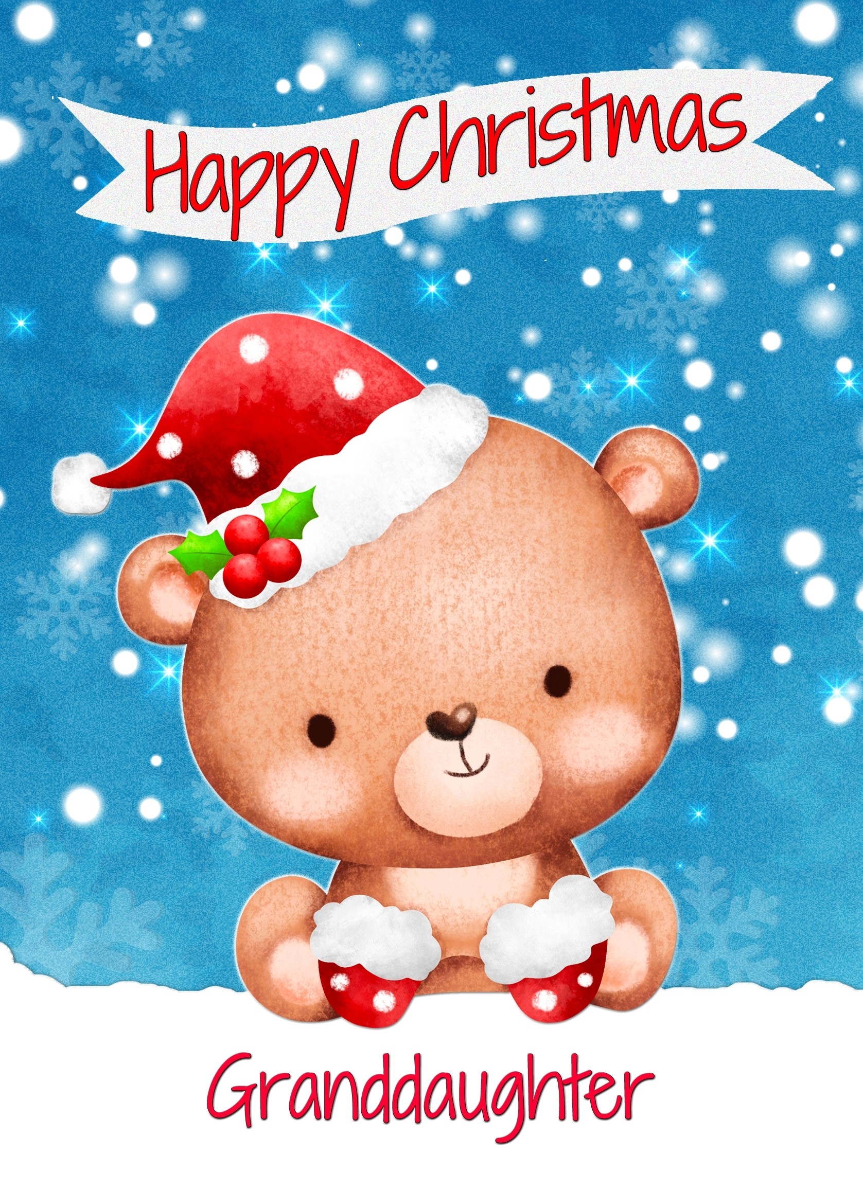 Christmas Card For Granddaughter (Happy Christmas, Bear)
