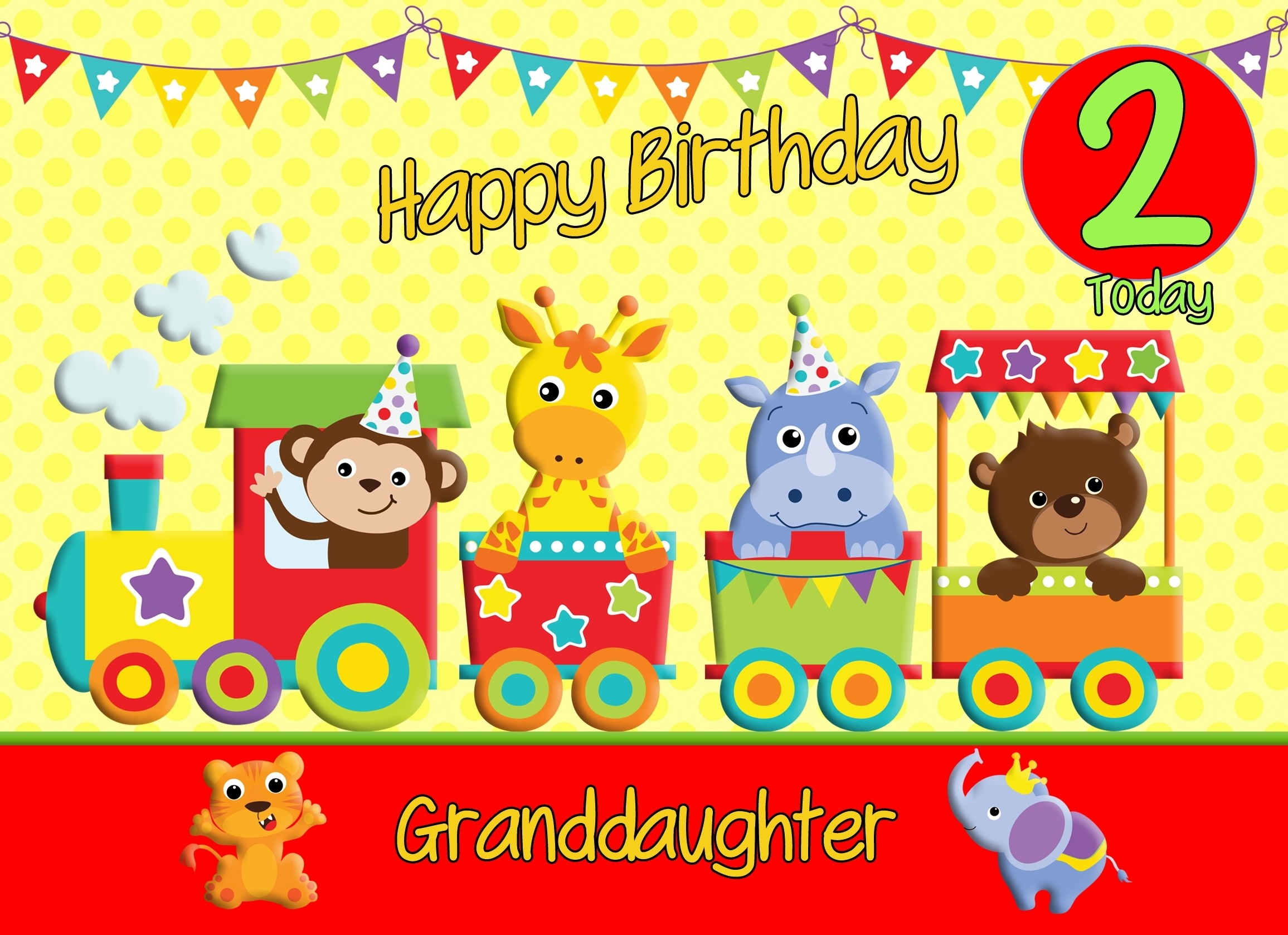 2nd Birthday Card for Granddaughter (Train Yellow)