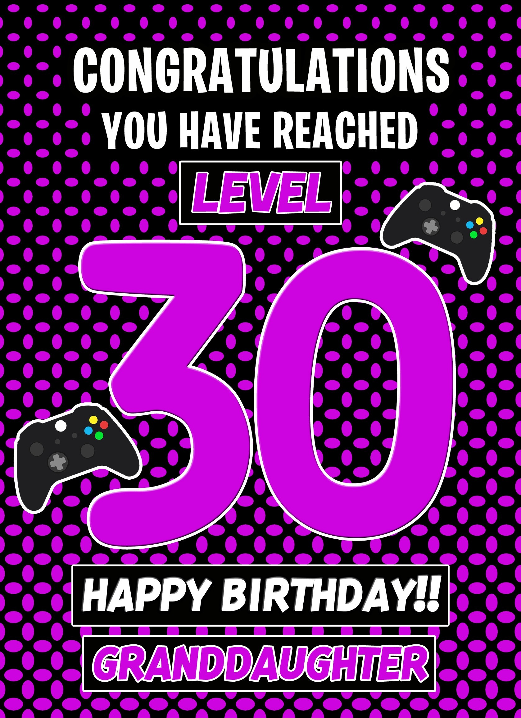 30th Level Gamer Birthday Card (Granddaughter)