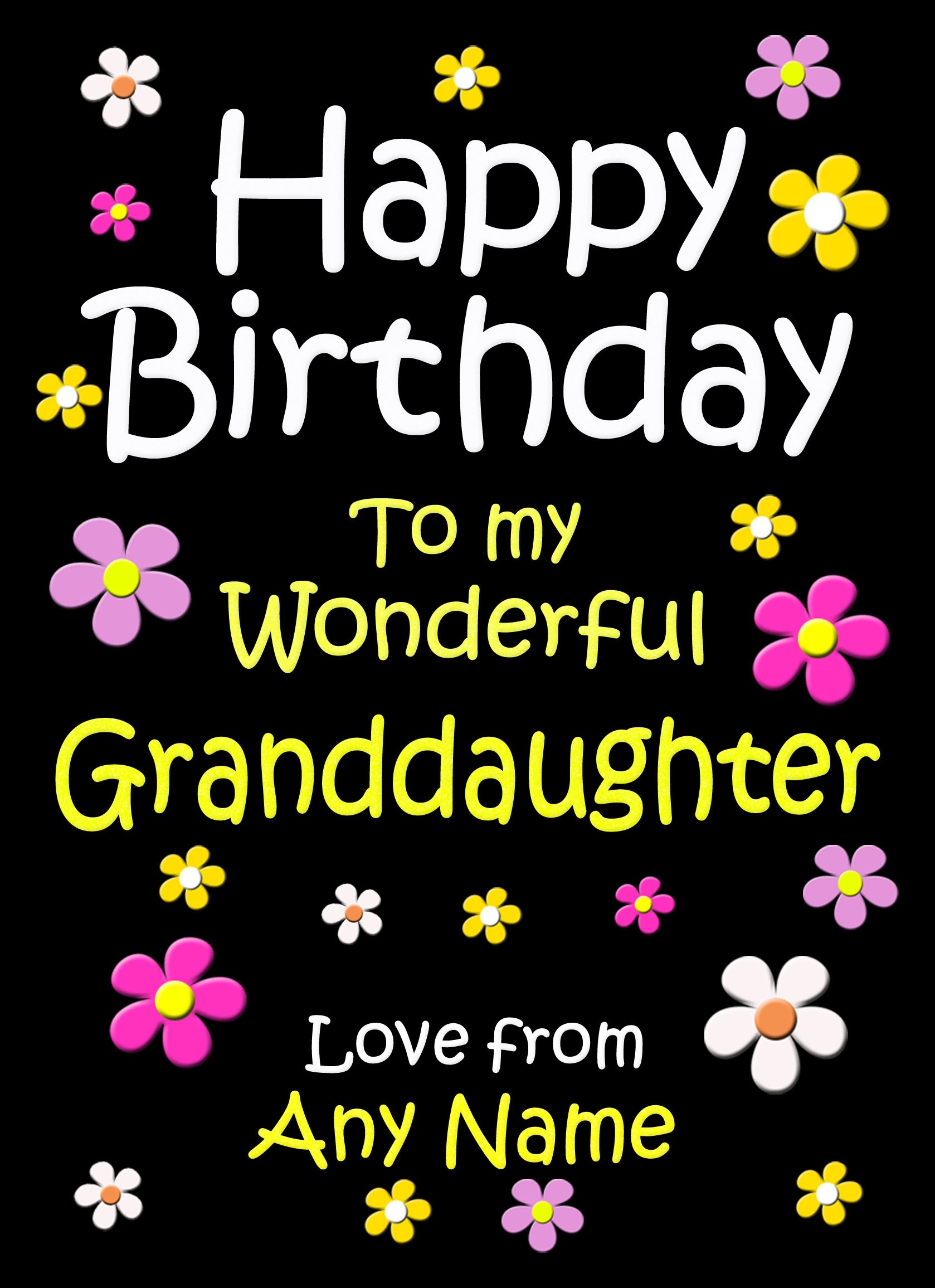 Personalised Granddaughter Birthday Card (Black)