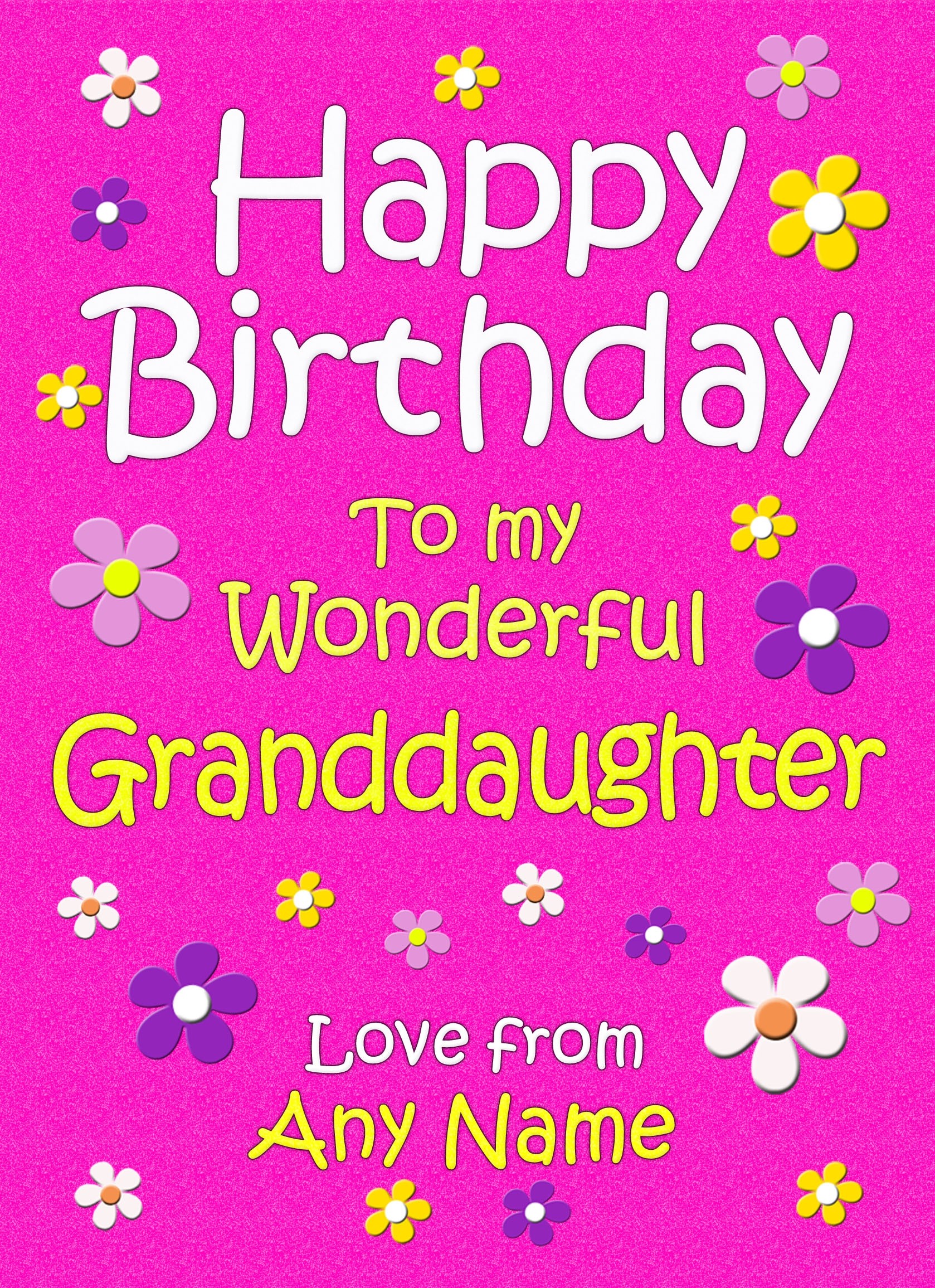 Personalised Granddaughter Birthday Card (Cerise)