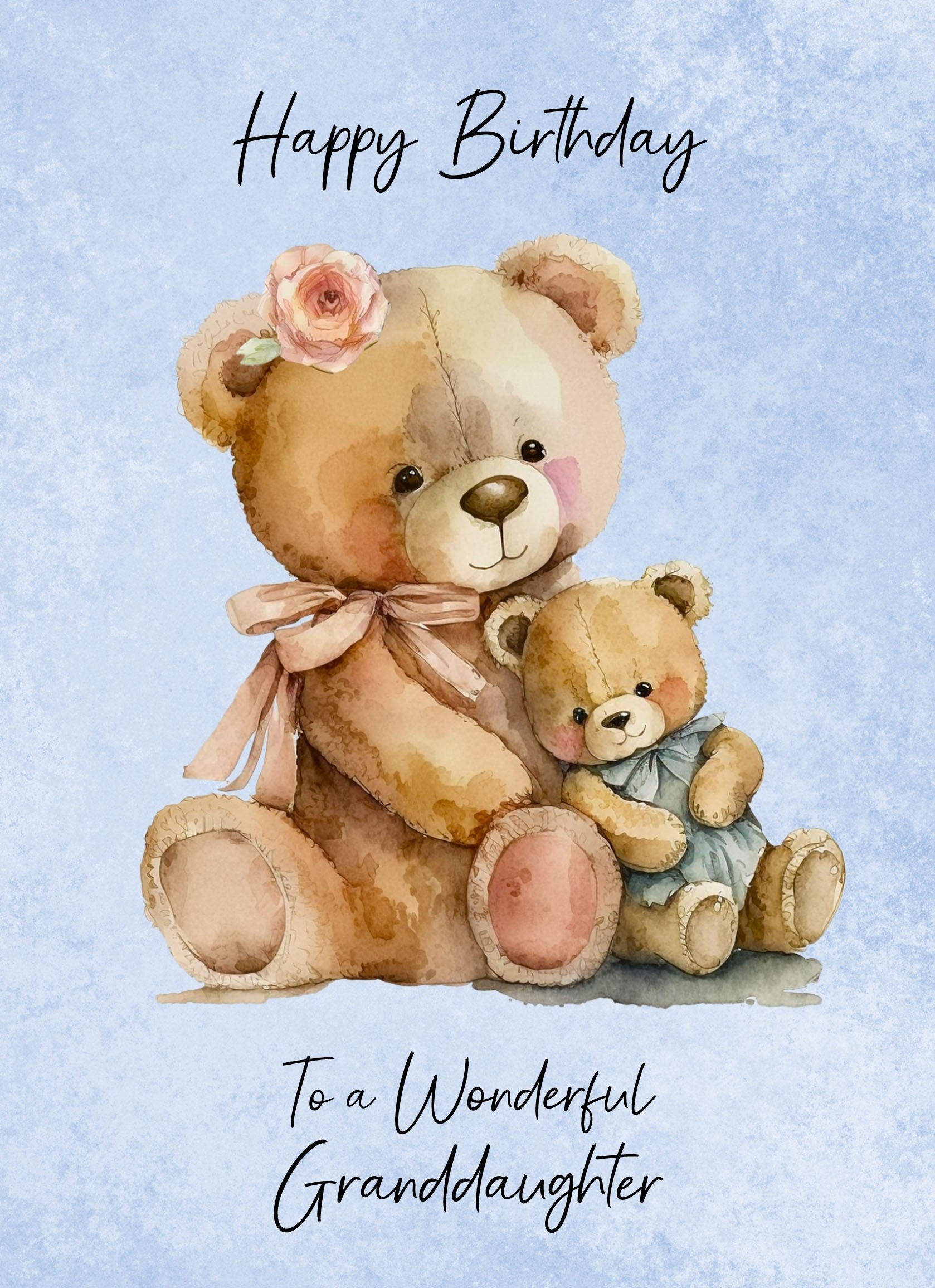 Cuddly Bear Art Birthday Card For Granddaughter (Design 2)
