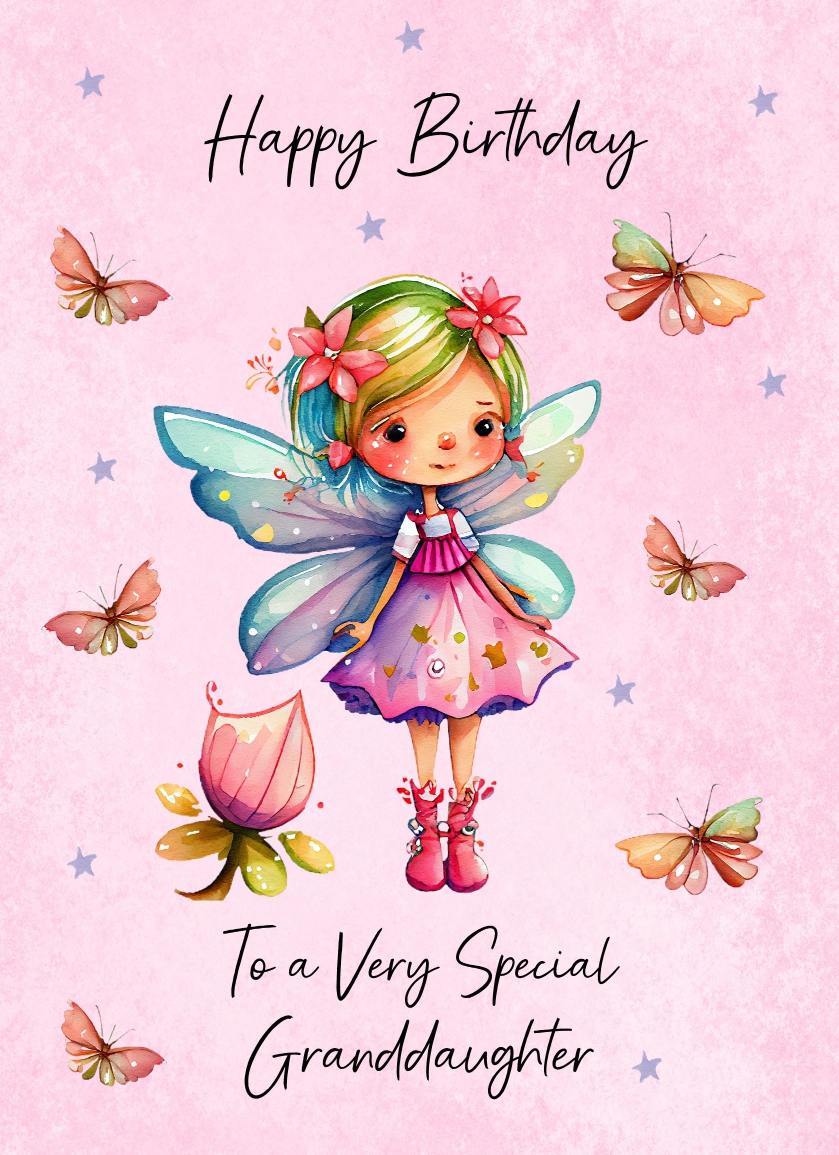 Fairy Art Birthday Card For Granddaughter