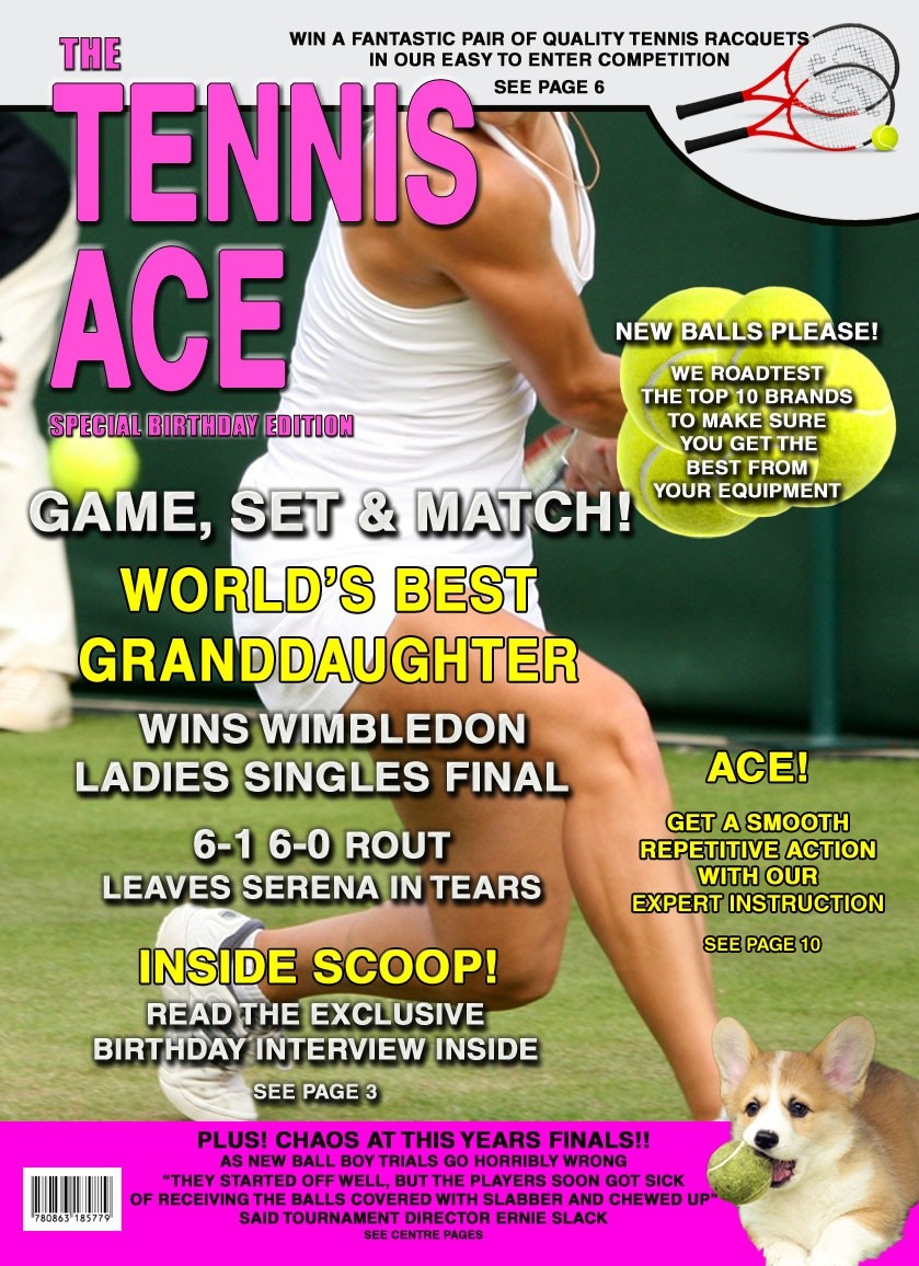 Tennis Granddaughter Birthday Card Magazine Spoof
