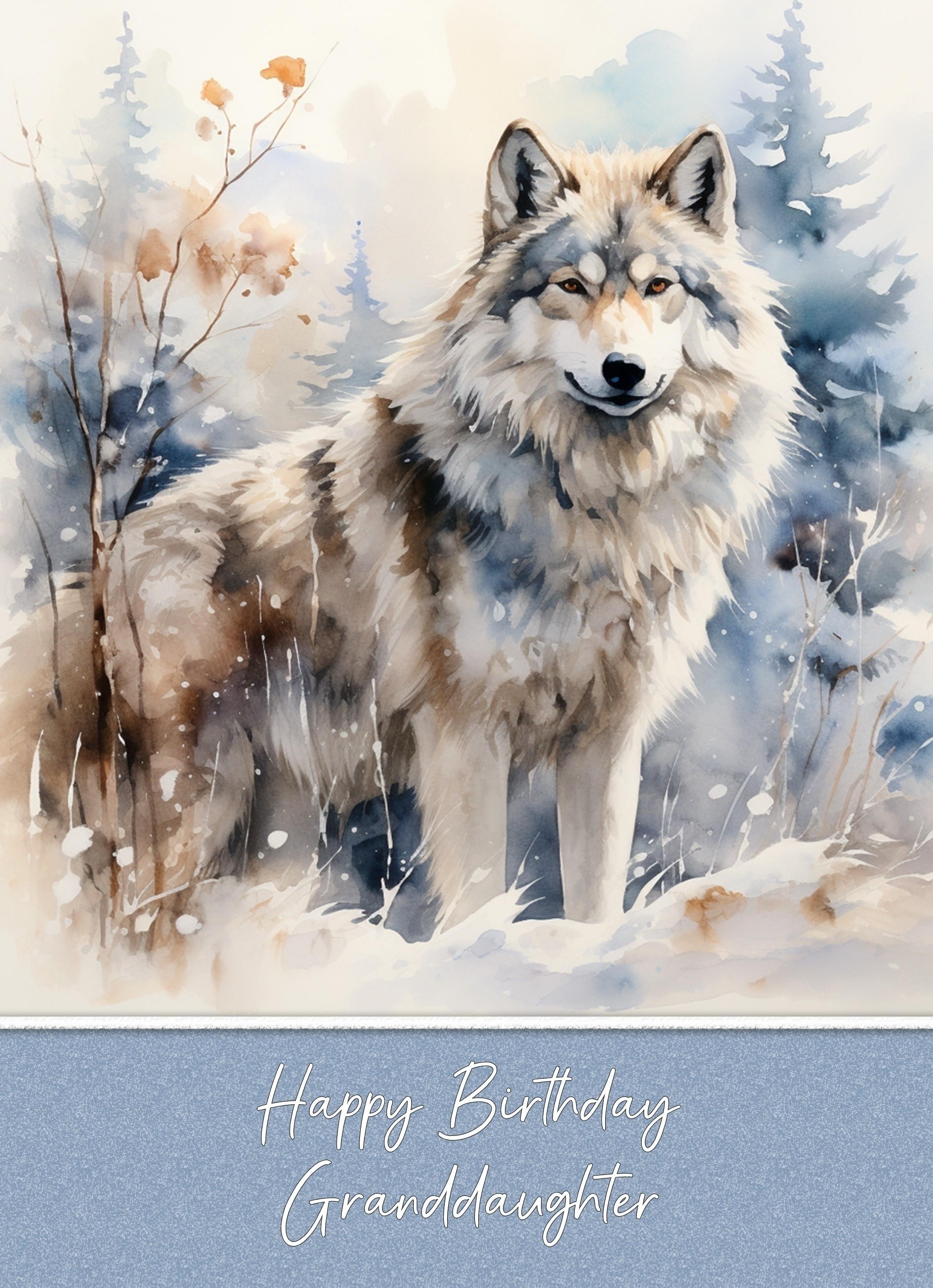 Christmas Card For Granddaughter (Fantasy Wolf Art)