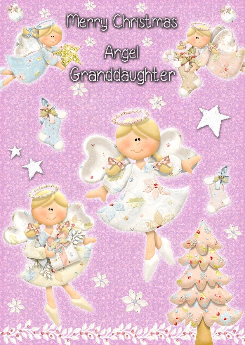 Angel Granddaughter Christmas Card 'Merry Christmas'