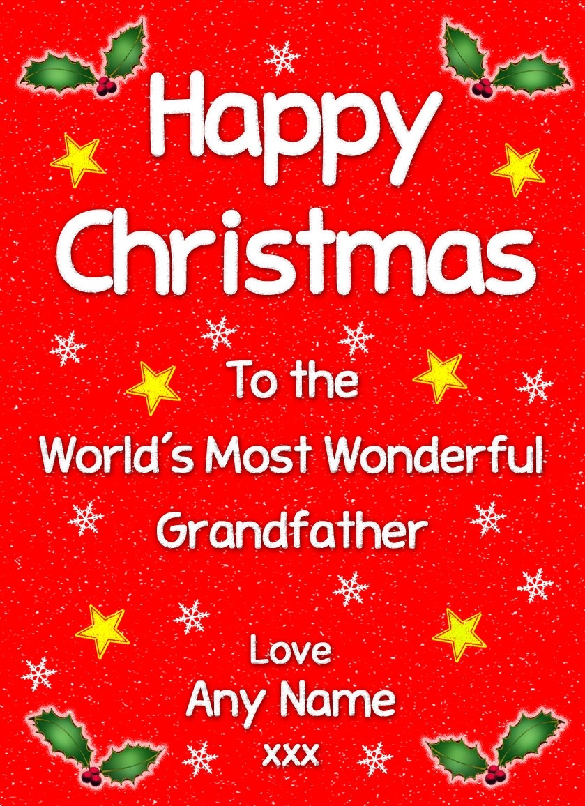 Personalised 'Grandfather' Christmas Greeting Card