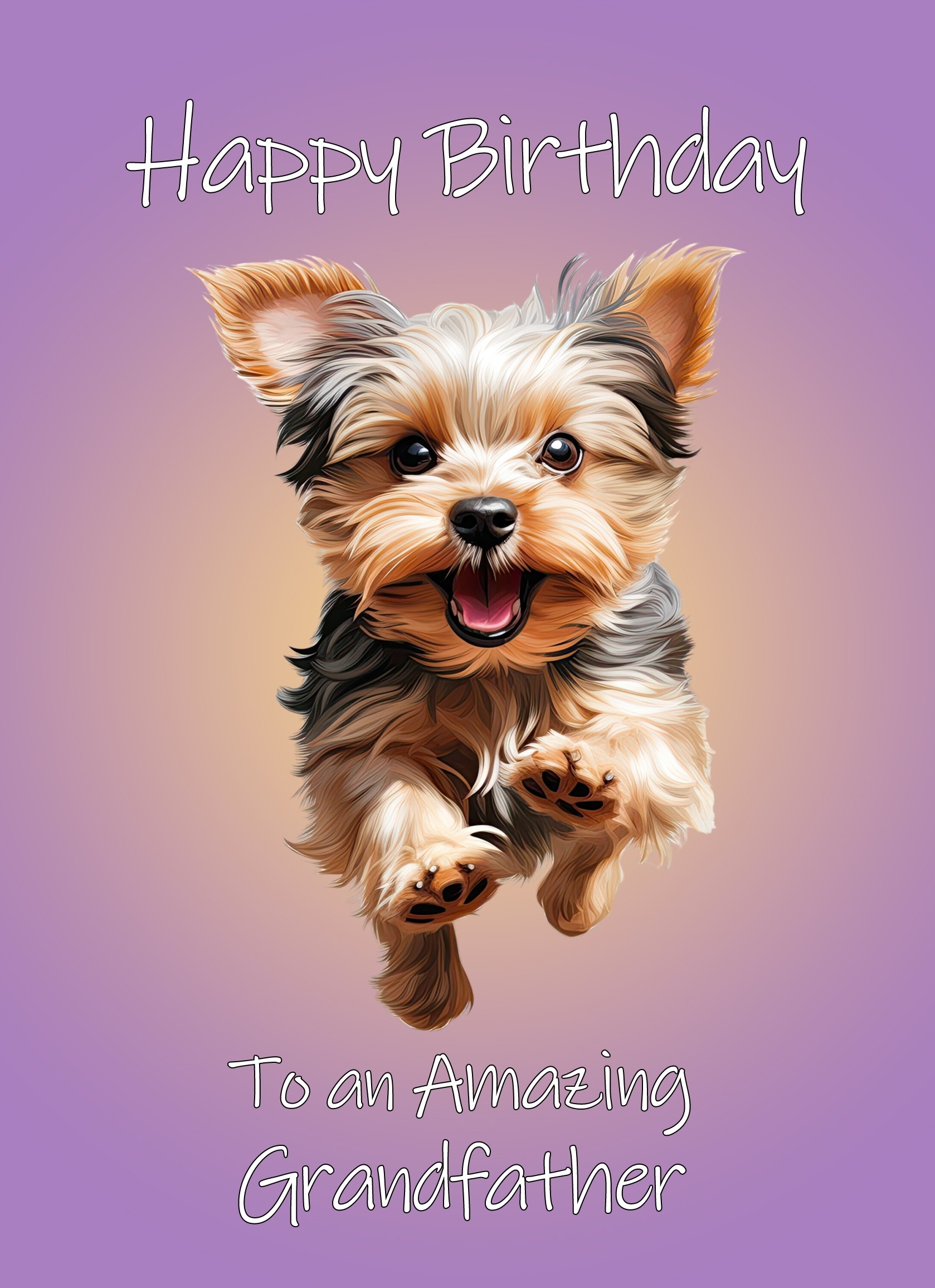 Yorkshire Terrier Dog Birthday Card For Grandfather