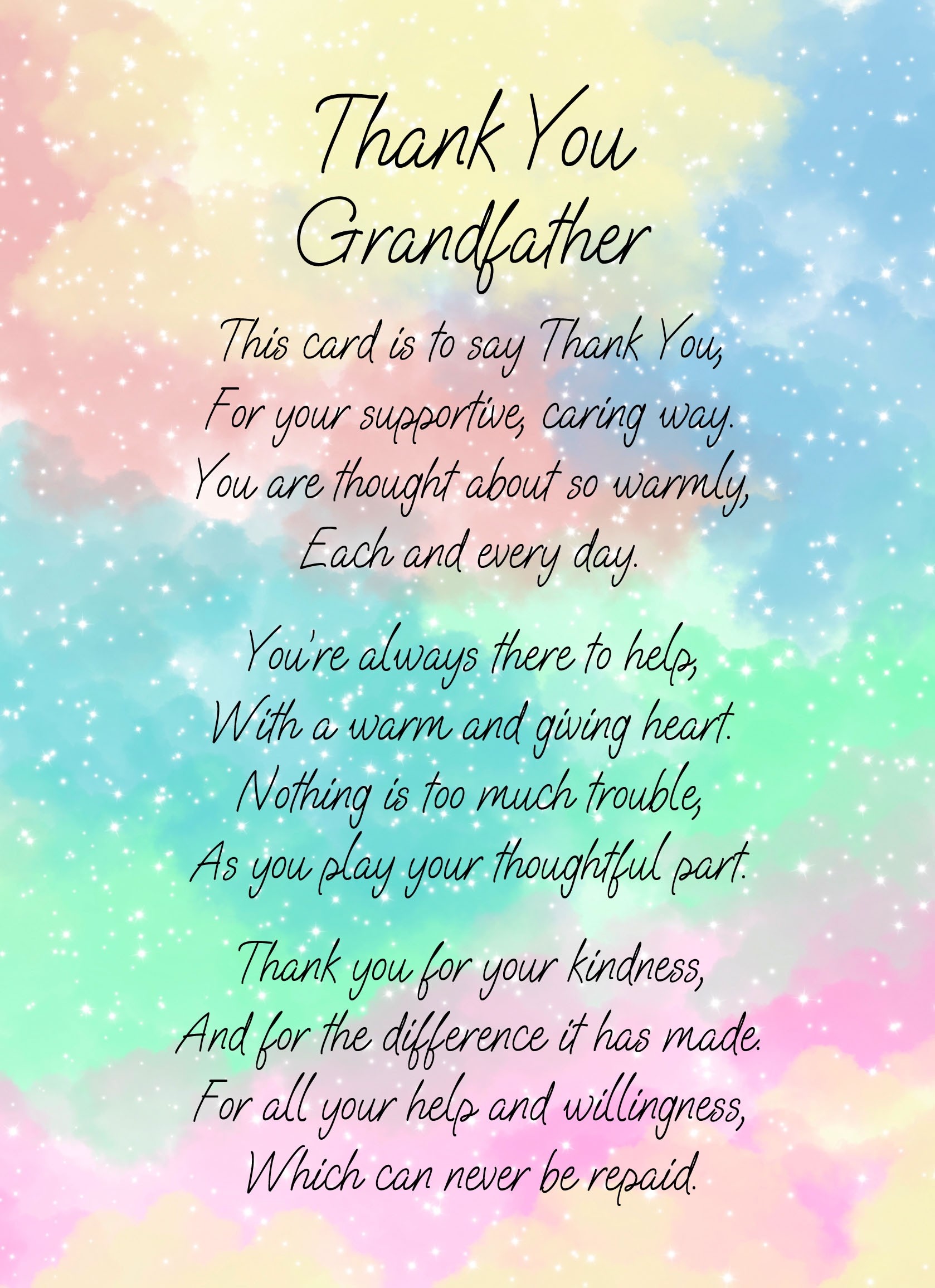 Thank You Poem Verse Card For Grandfather