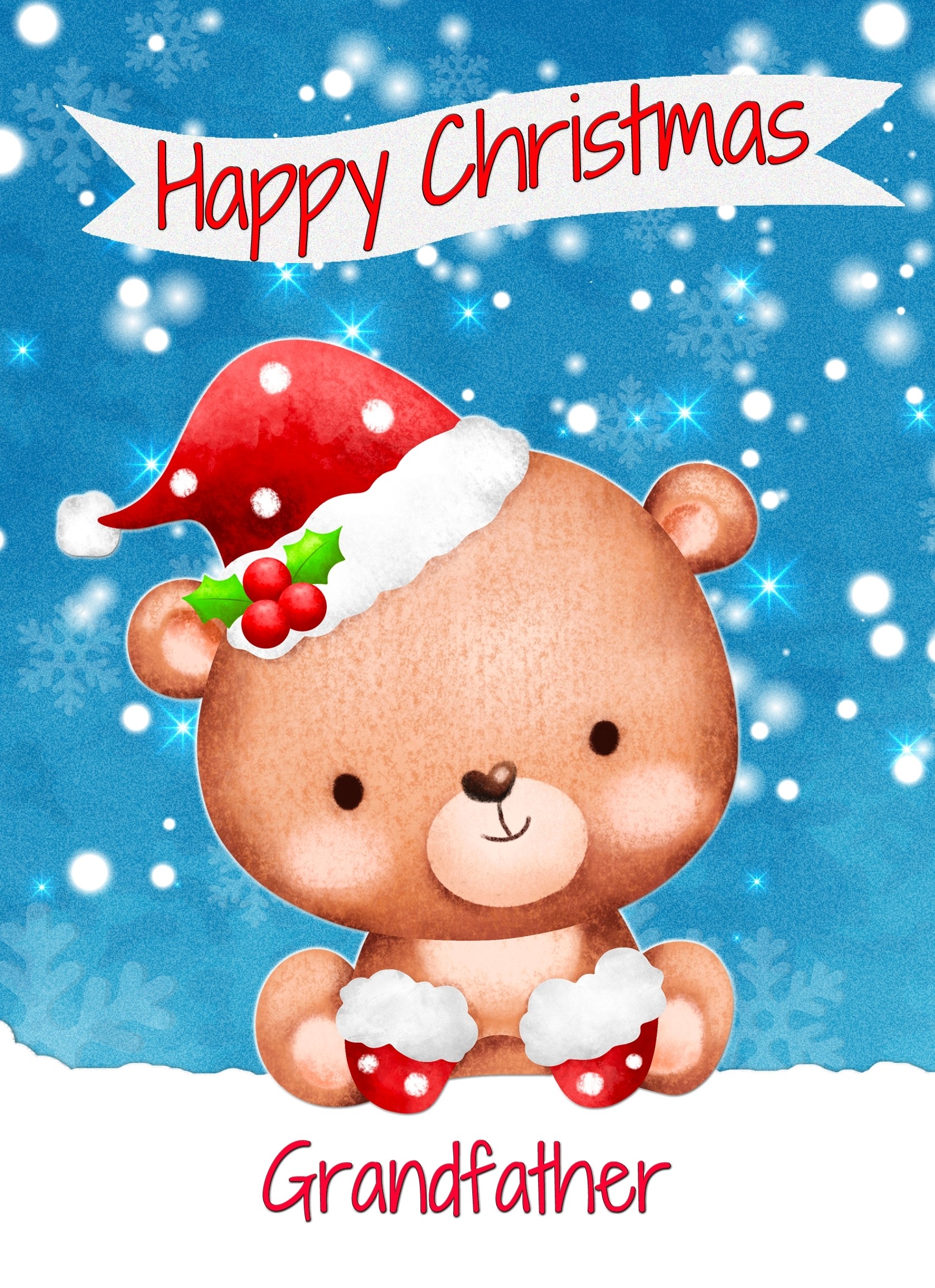 Christmas Card For Grandfather (Happy Christmas, Bear)