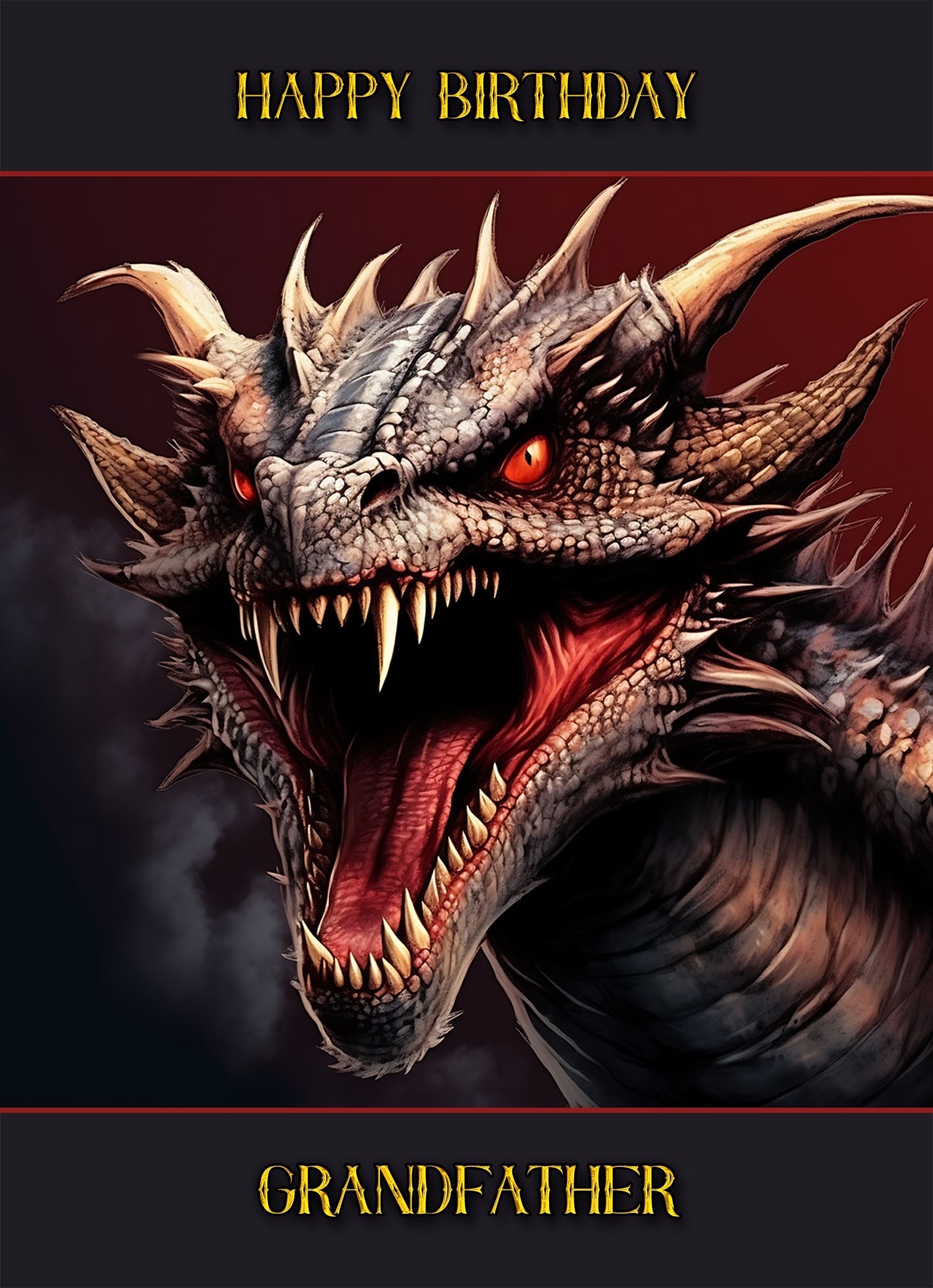 Gothic Fantasy Dragon Birthday Card For Grandfather (Design 2)