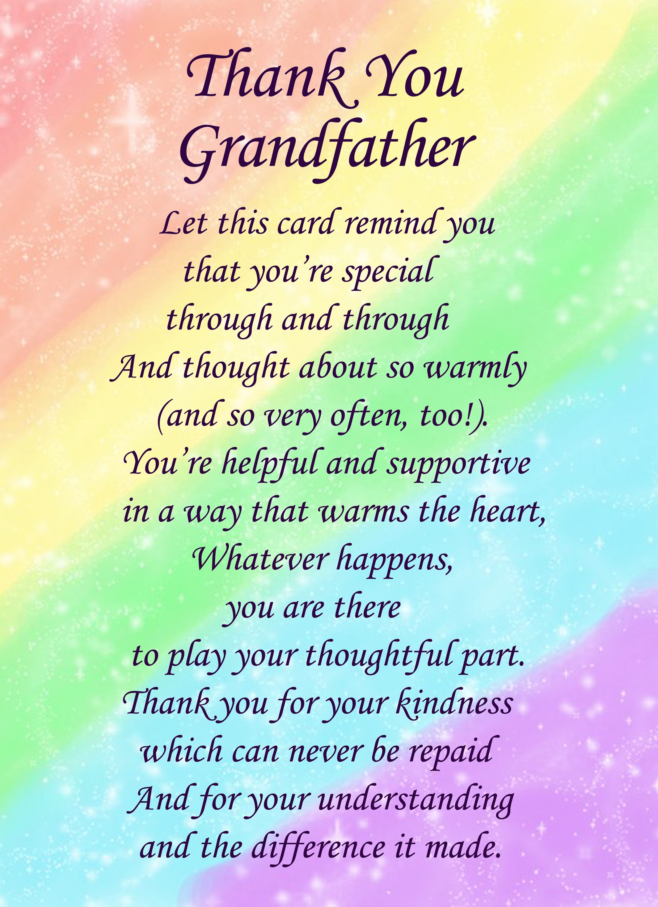 Thank You 'Grandfather' Poem Verse Greeting Card